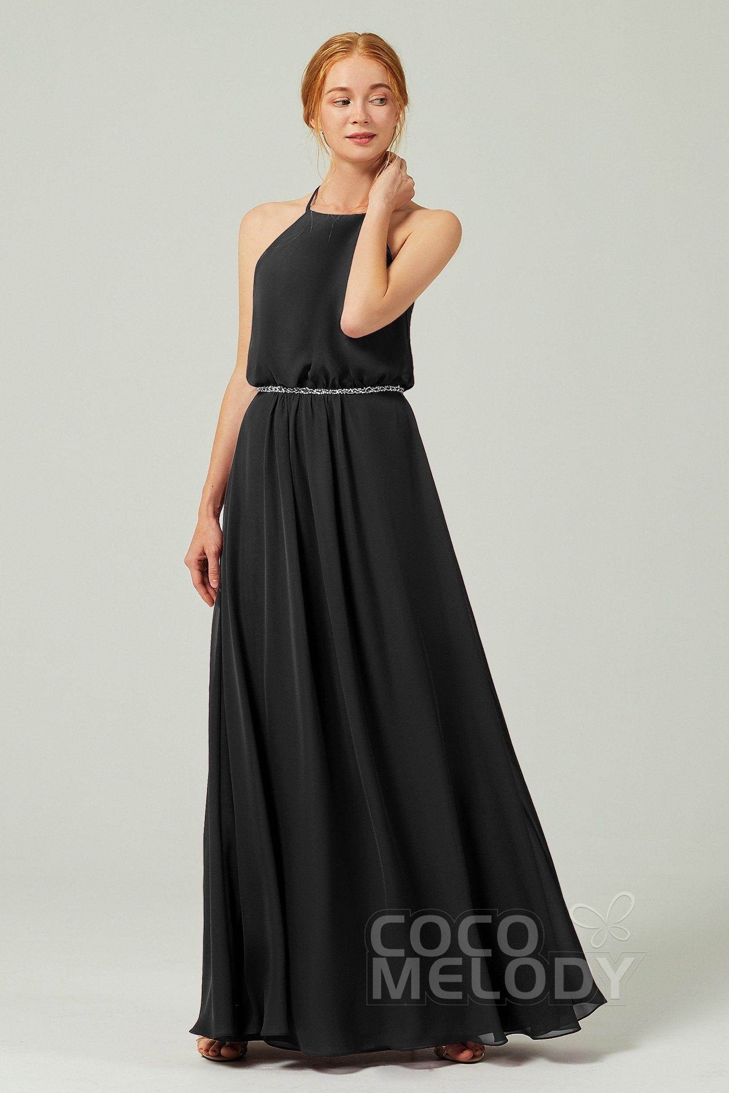 A-Line Floor Length Chiffon Bridesmaid Dress CB0292 - COCOMELODY