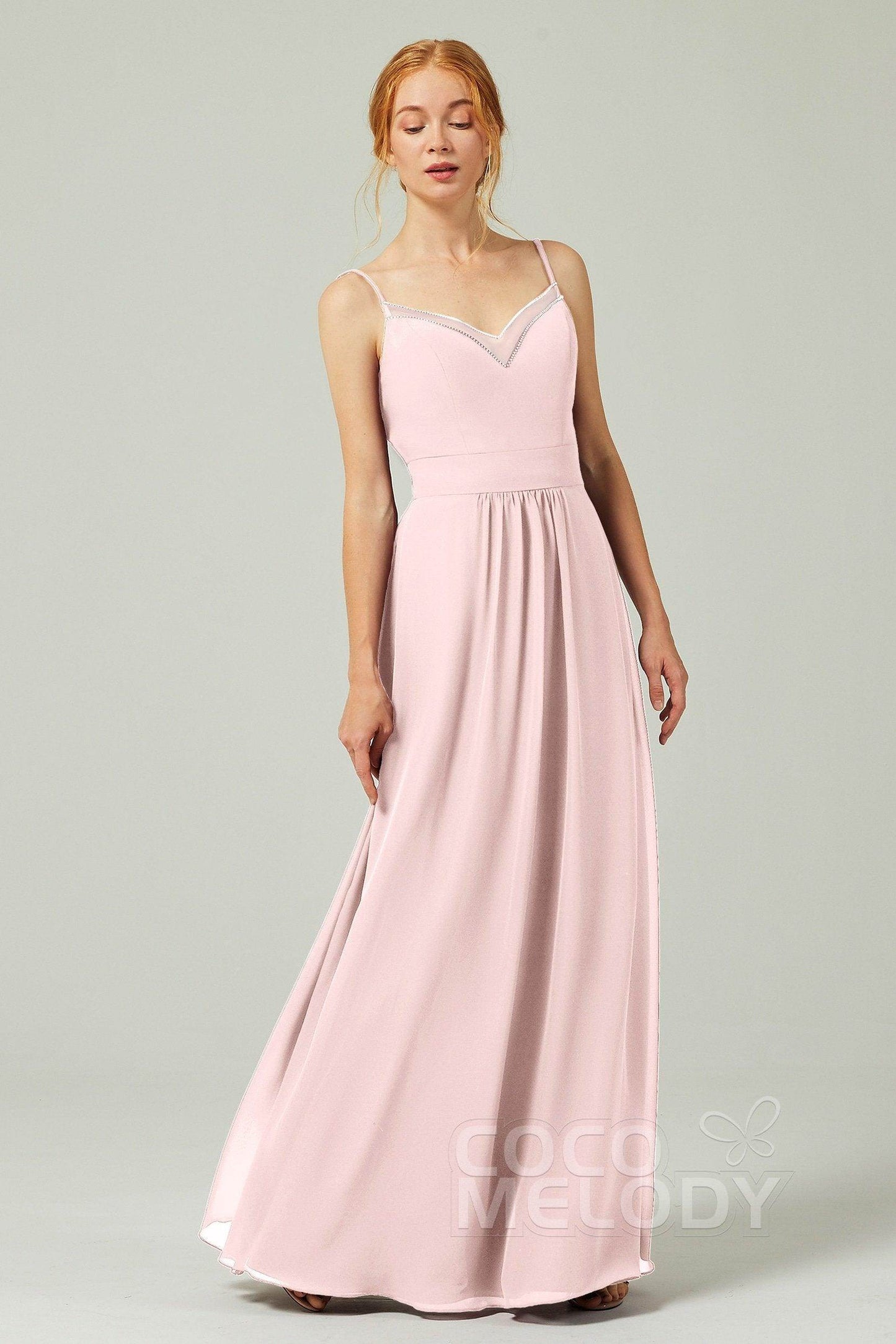 A-Line Floor Length Chiffon Bridesmaid Dress CB0293 - COCOMELODY