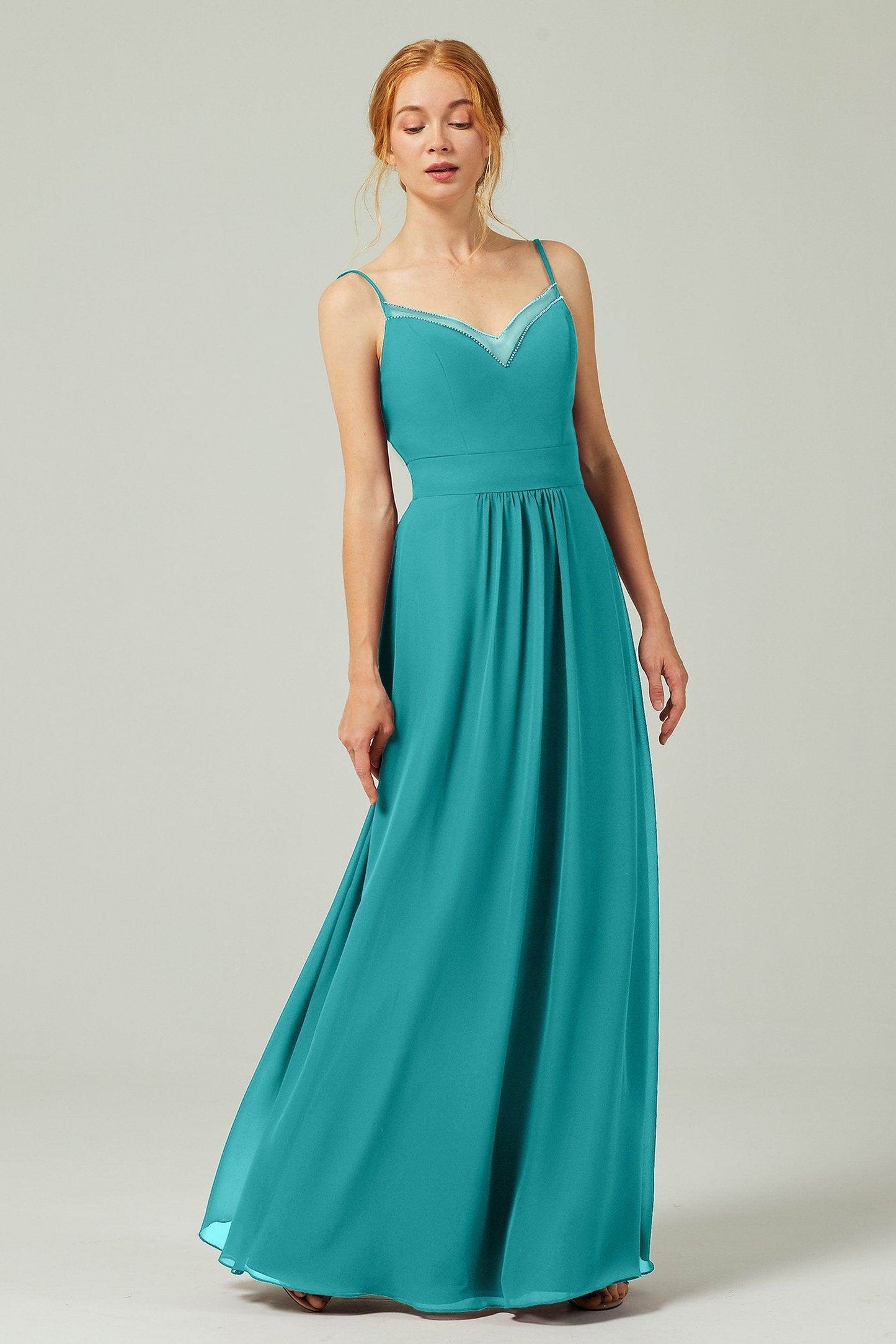 A-Line Floor Length Chiffon Bridesmaid Dress CB0293 - COCOMELODY