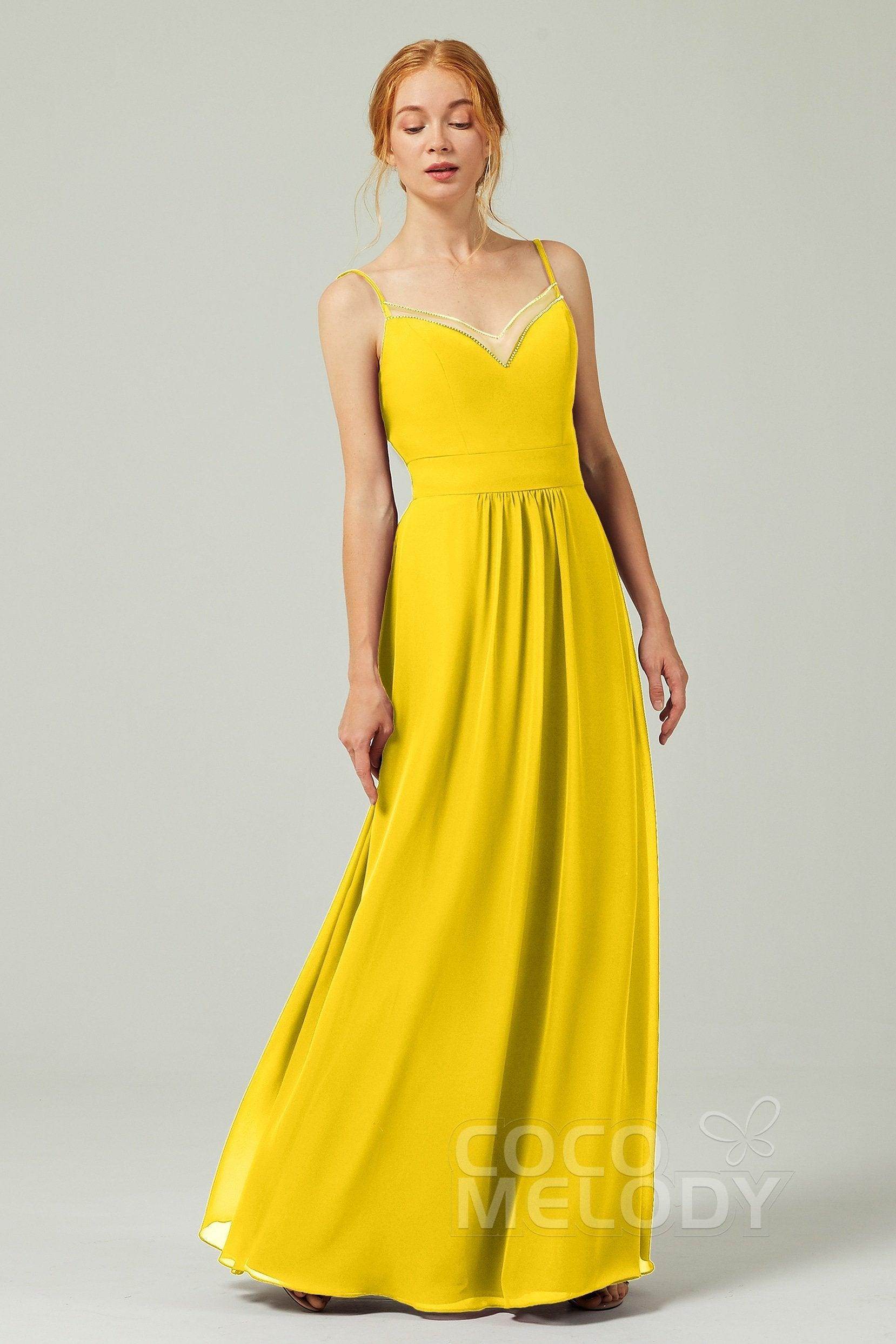 A-Line Floor Length Chiffon Bridesmaid Dress CB0293 - COCOMELODY