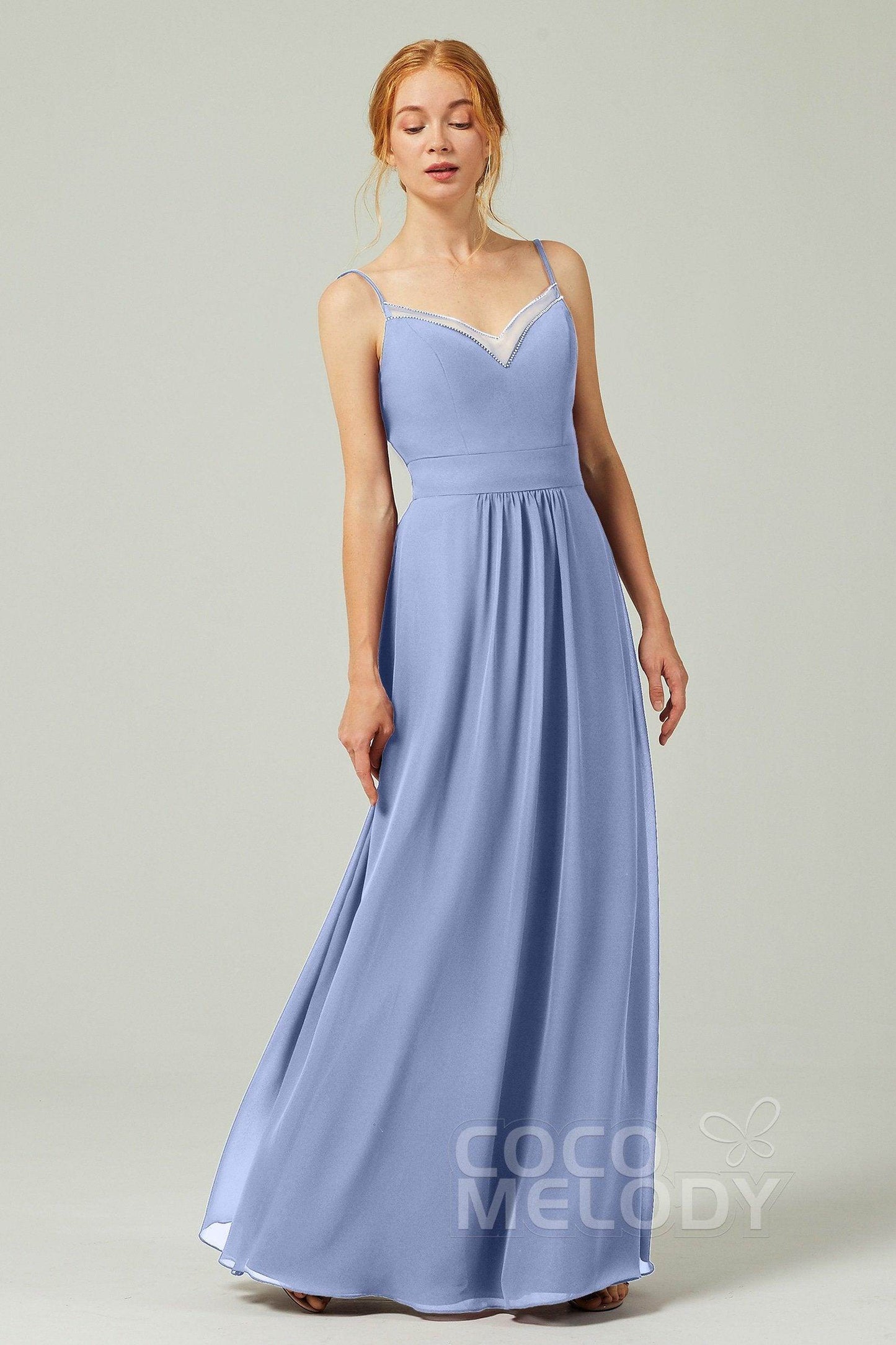 A-Line Floor Length Chiffon Bridesmaid Dress CB0293 - COCOMELODY