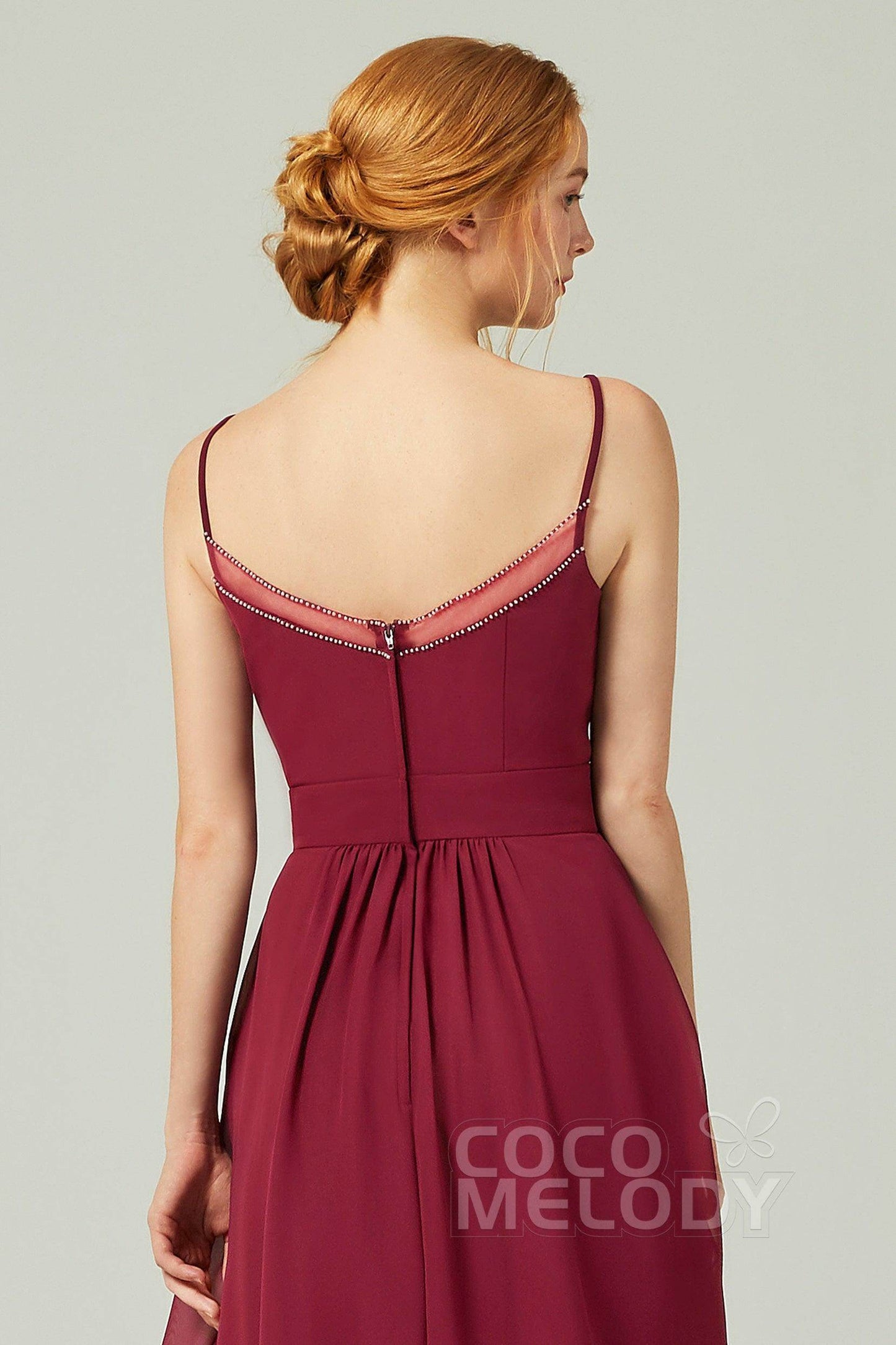 A-Line Floor Length Chiffon Bridesmaid Dress CB0293 - COCOMELODY