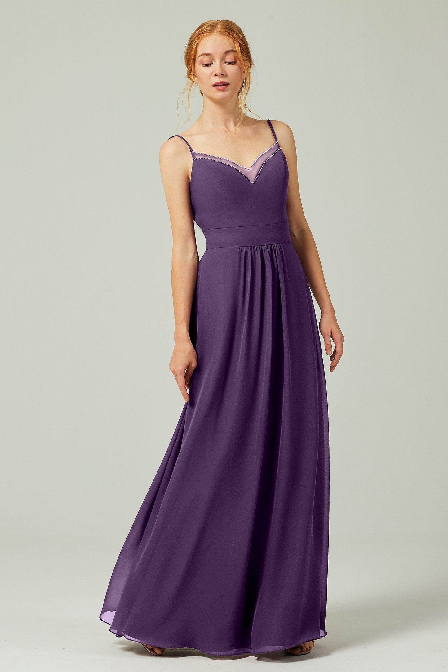 A-Line Floor Length Chiffon Bridesmaid Dress CB0293 - COCOMELODY