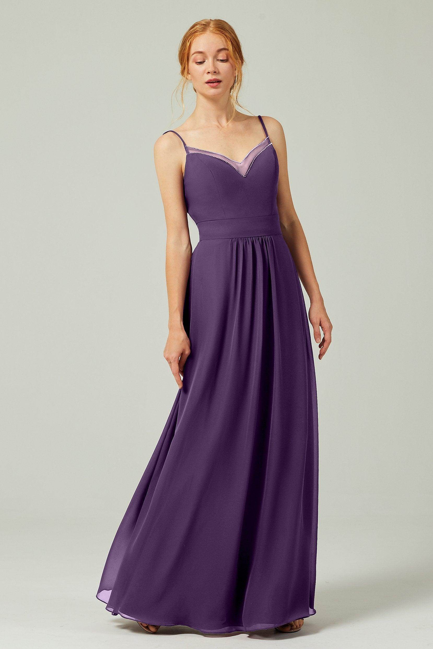 A-Line Floor Length Chiffon Bridesmaid Dress CB0293 - COCOMELODY