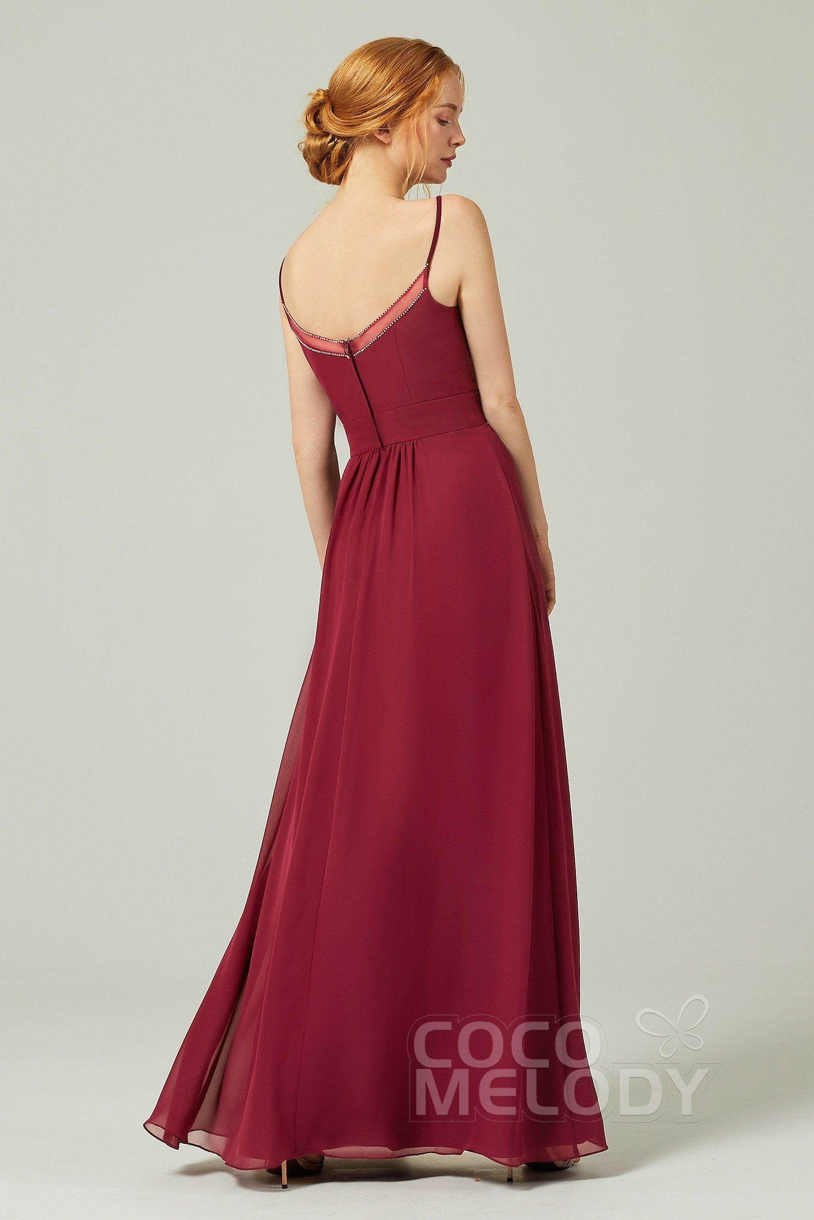 A-Line Floor Length Chiffon Bridesmaid Dress CB0293 - COCOMELODY