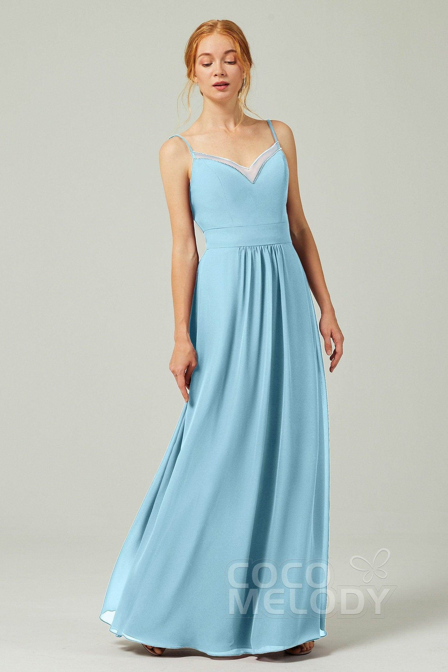 A-Line Floor Length Chiffon Bridesmaid Dress CB0293 - COCOMELODY