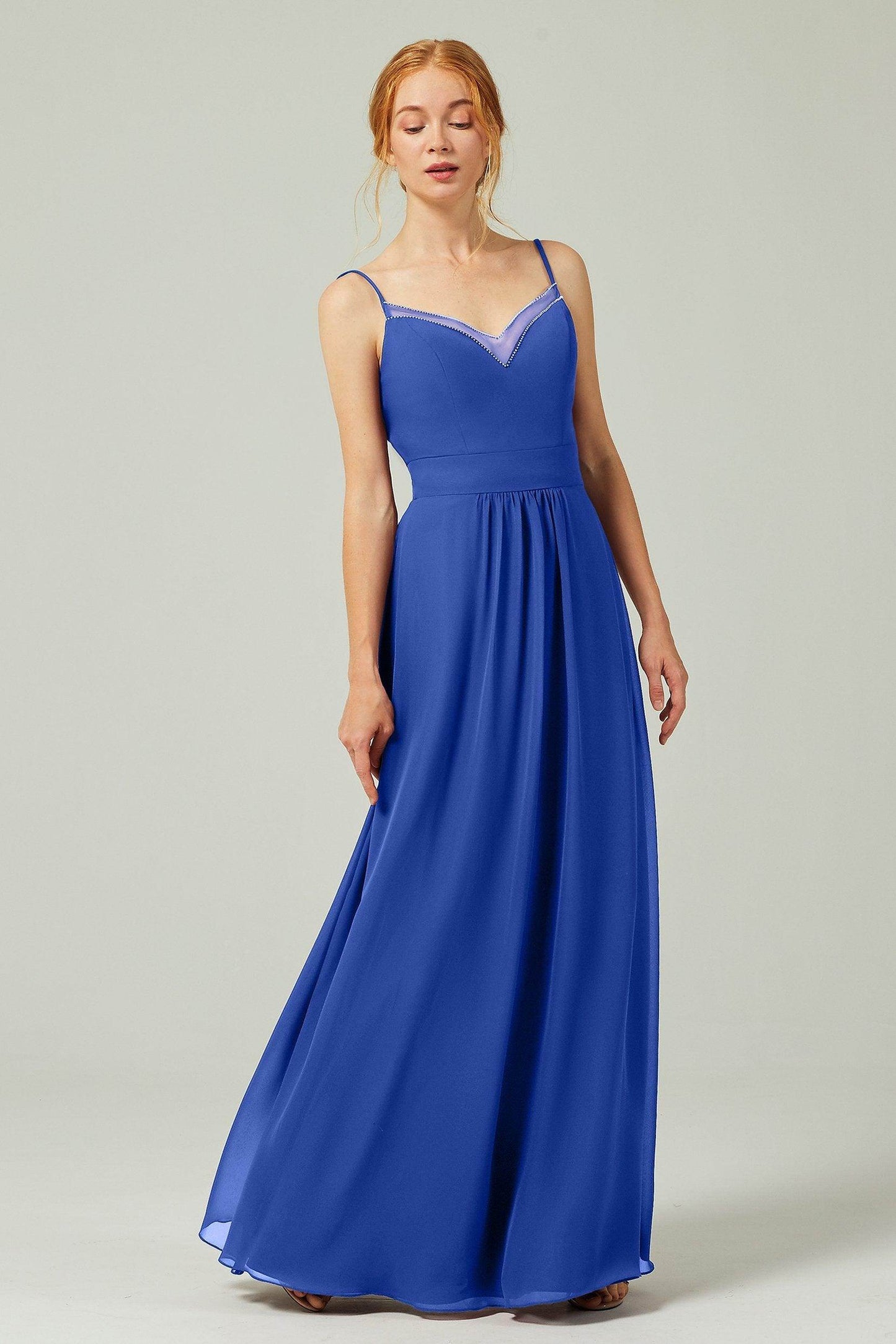 A-Line Floor Length Chiffon Bridesmaid Dress CB0293 - COCOMELODY