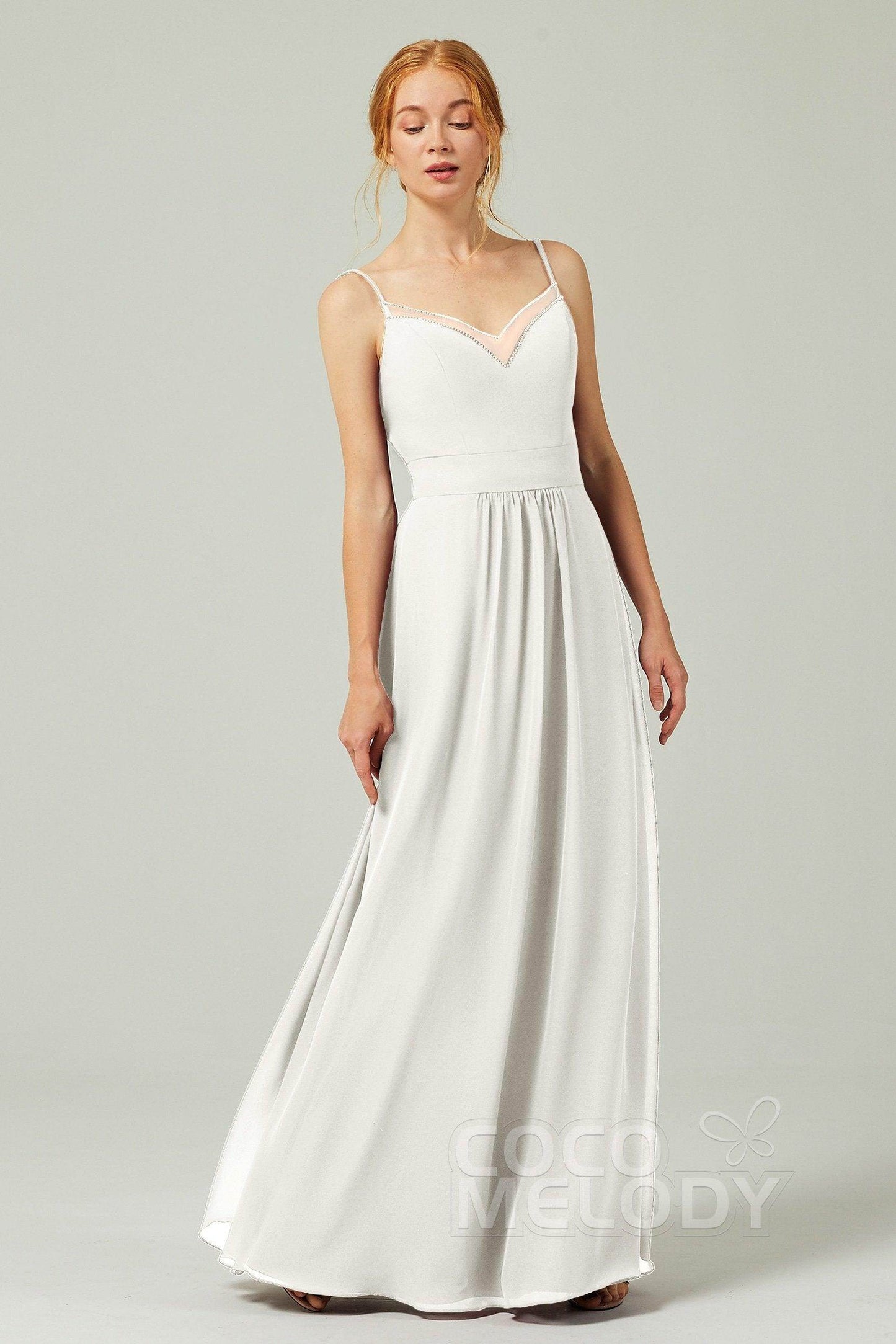 A-Line Floor Length Chiffon Bridesmaid Dress CB0293 - COCOMELODY