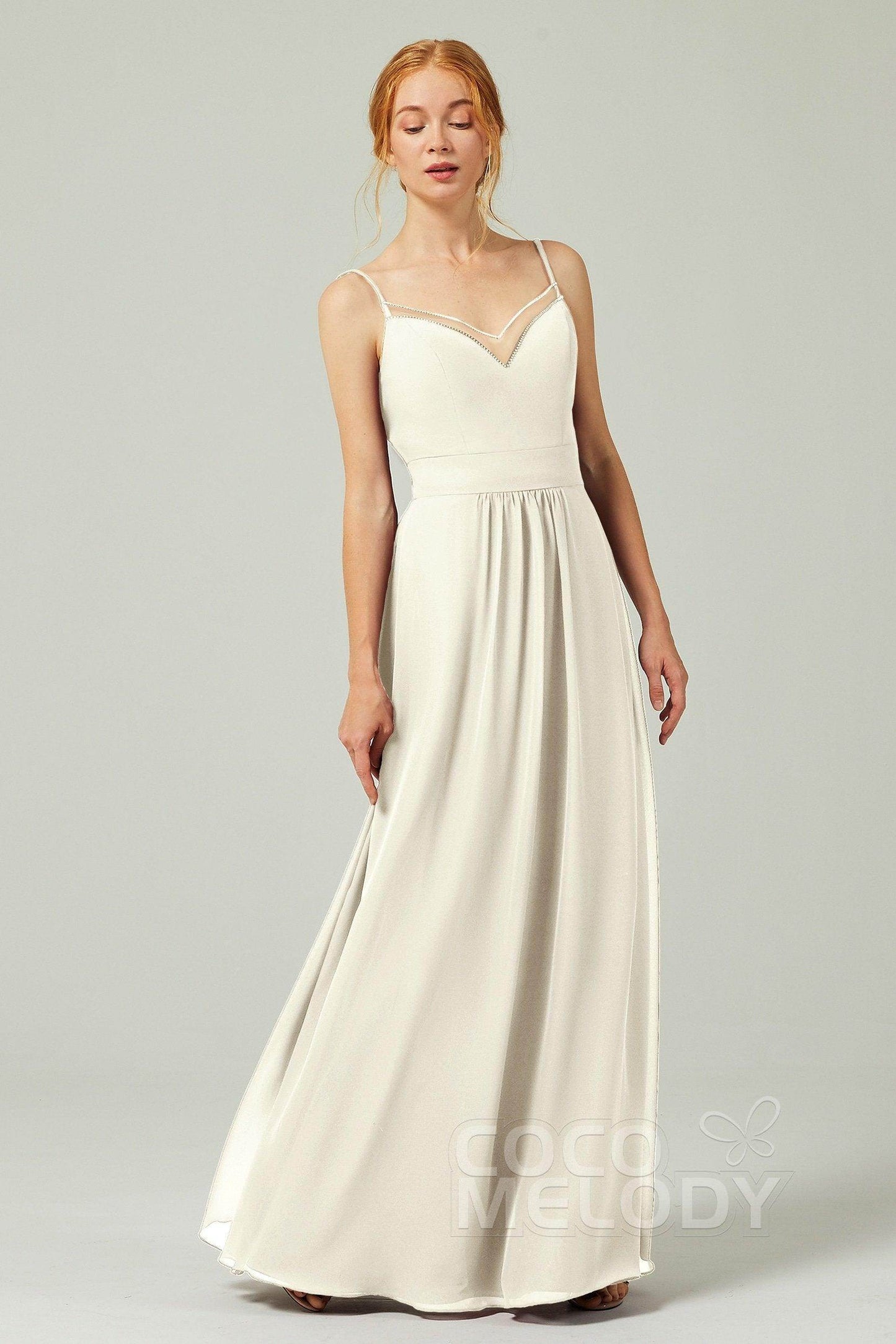 A-Line Floor Length Chiffon Bridesmaid Dress CB0293 - COCOMELODY