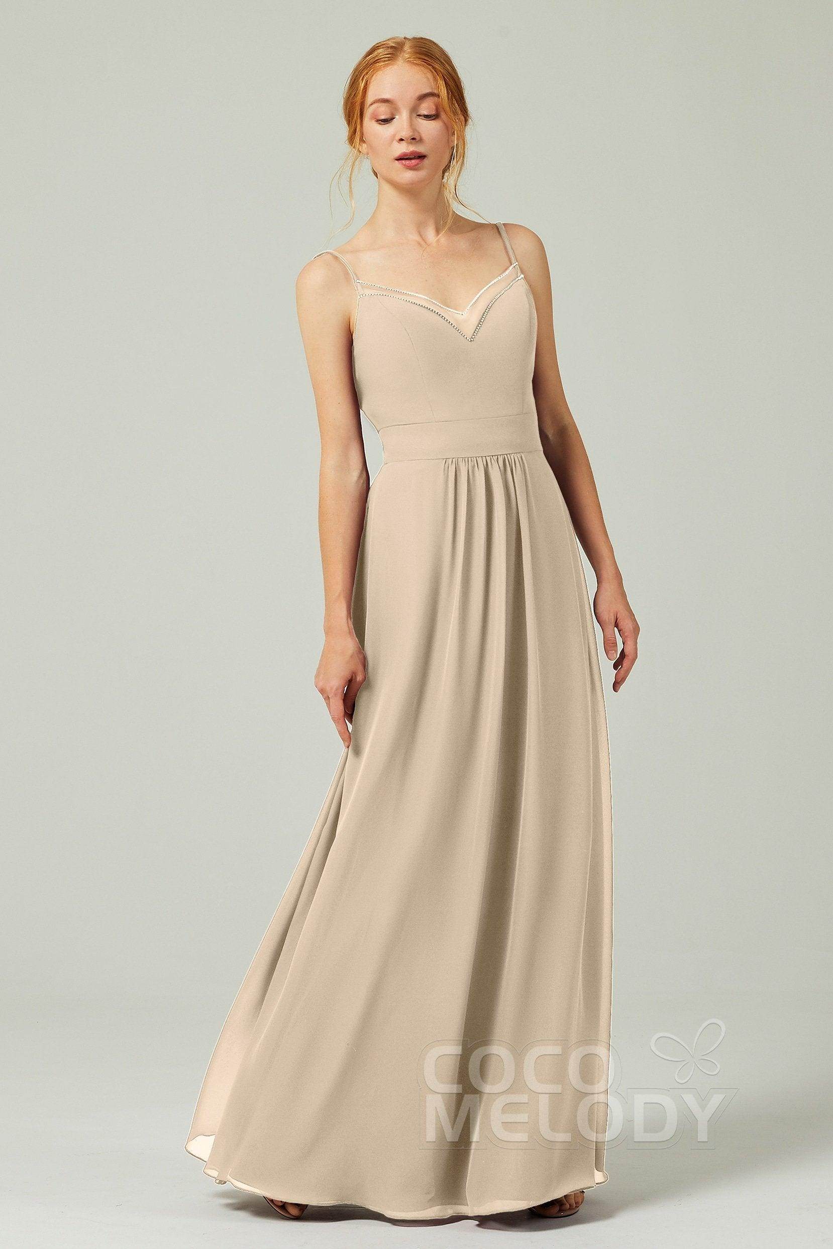 A-Line Floor Length Chiffon Bridesmaid Dress CB0293 - COCOMELODY