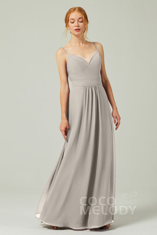 A-Line Floor Length Chiffon Bridesmaid Dress CB0293