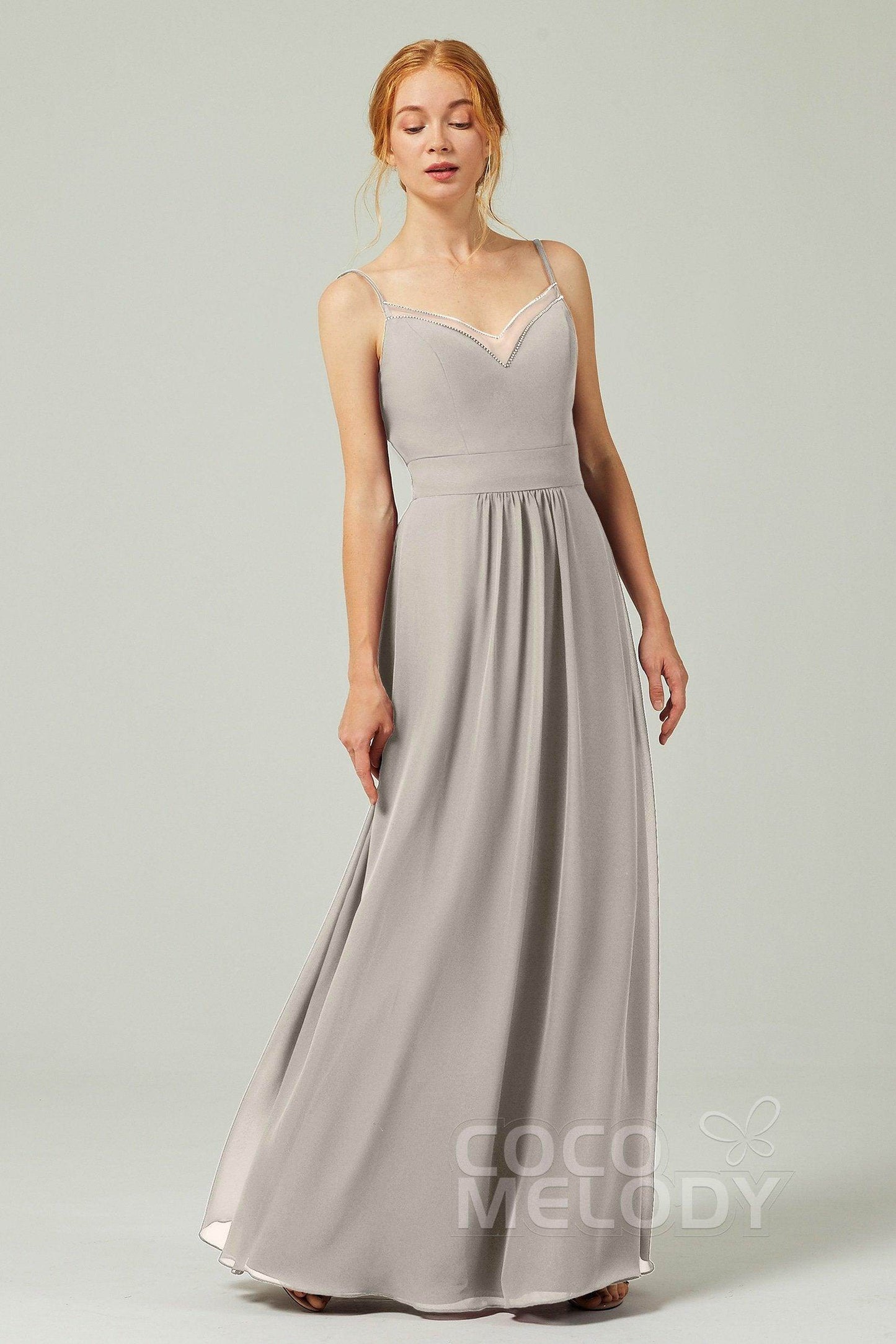 A-Line Floor Length Chiffon Bridesmaid Dress CB0293 - COCOMELODY