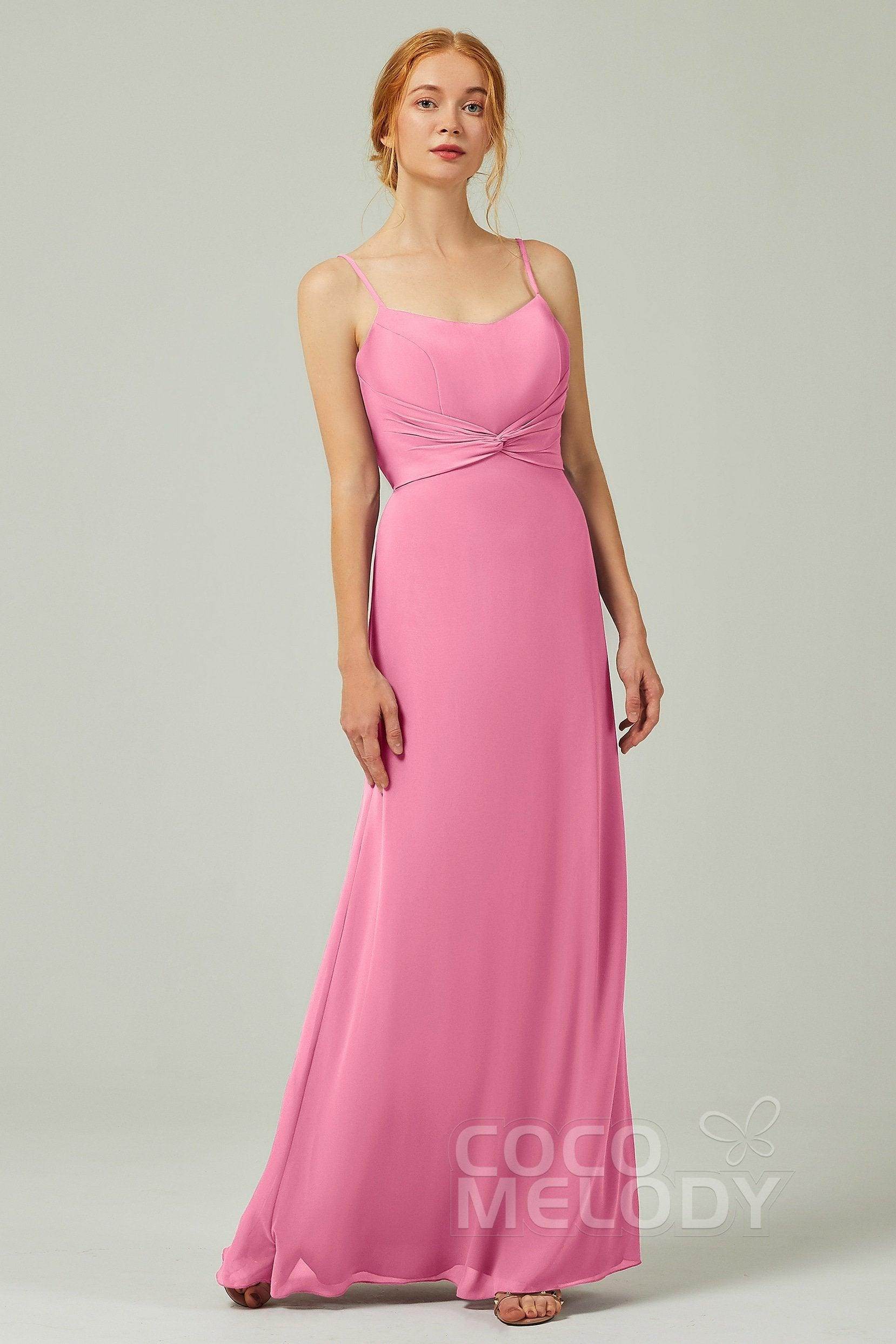 Sheath-Column Floor Length Chiffon Bridesmaid Dress CB0294 - COCOMELODY
