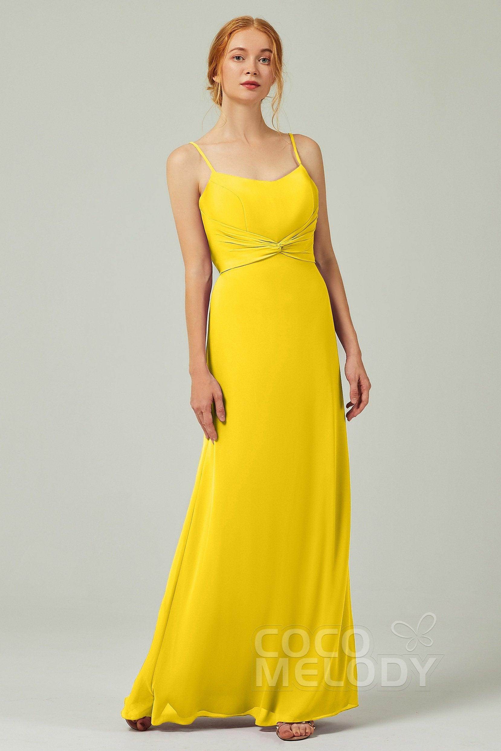Sheath-Column Floor Length Chiffon Bridesmaid Dress CB0294 - COCOMELODY