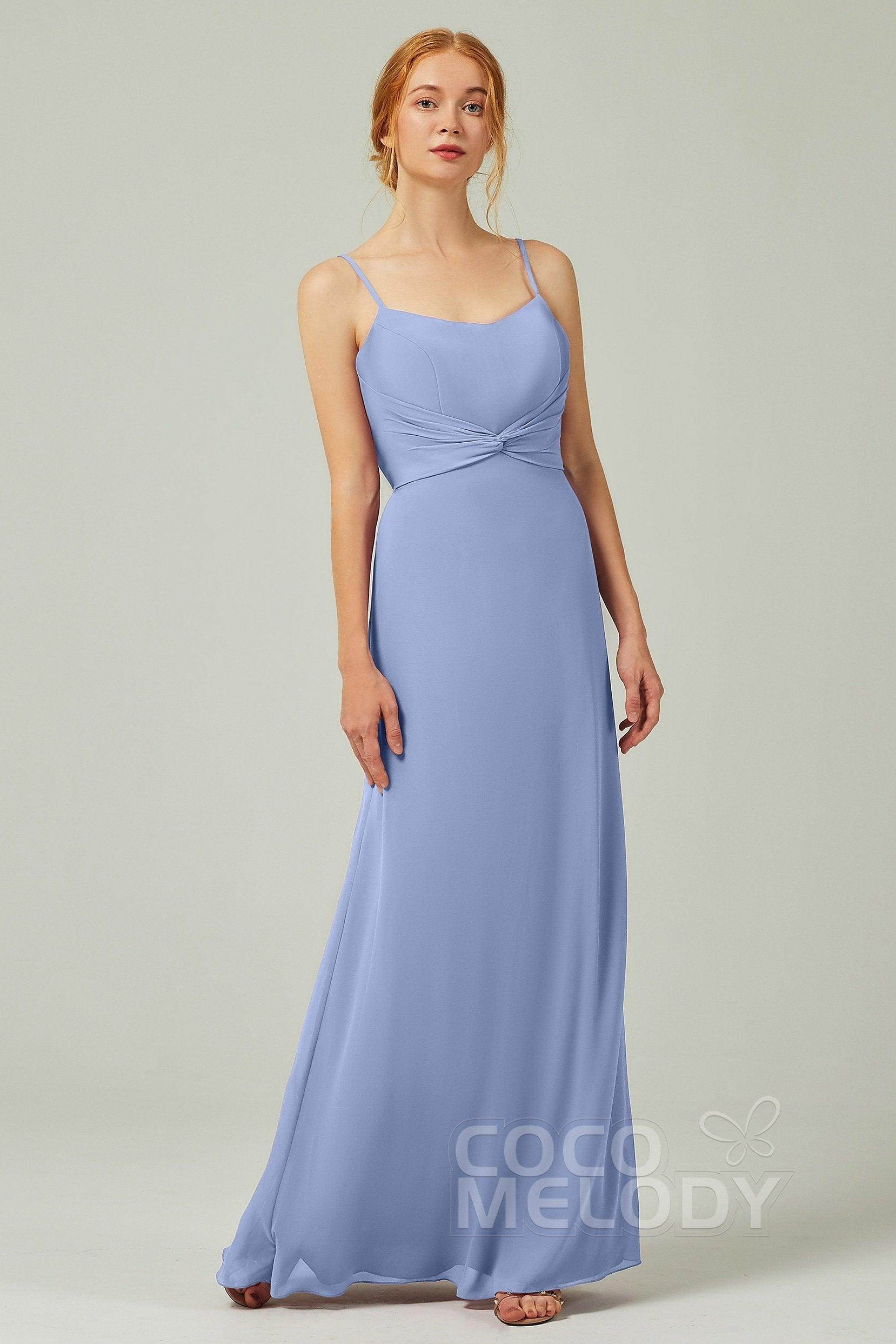 Sheath-Column Floor Length Chiffon Bridesmaid Dress CB0294 - COCOMELODY