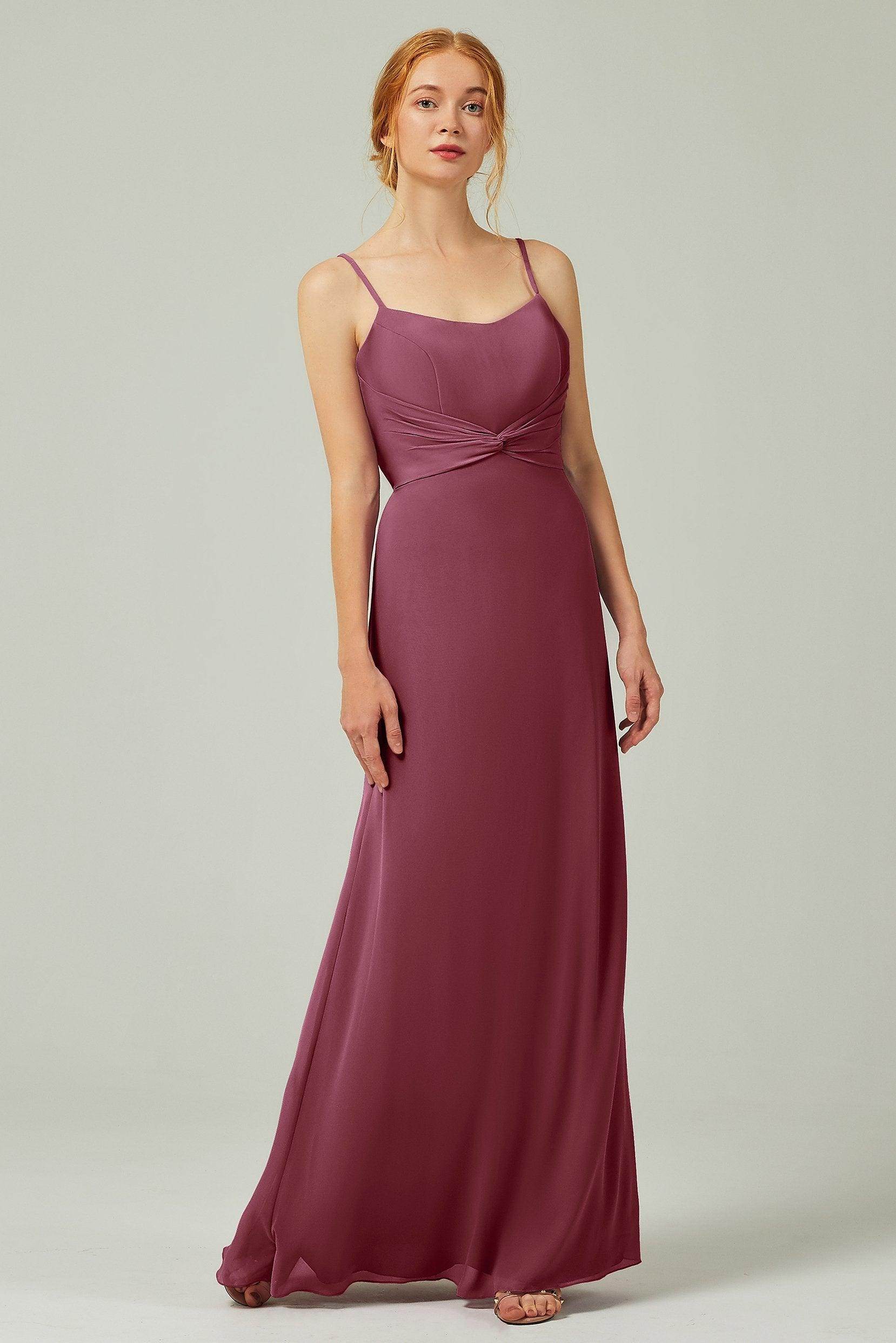 Sheath-Column Floor Length Chiffon Bridesmaid Dress CB0294 - COCOMELODY