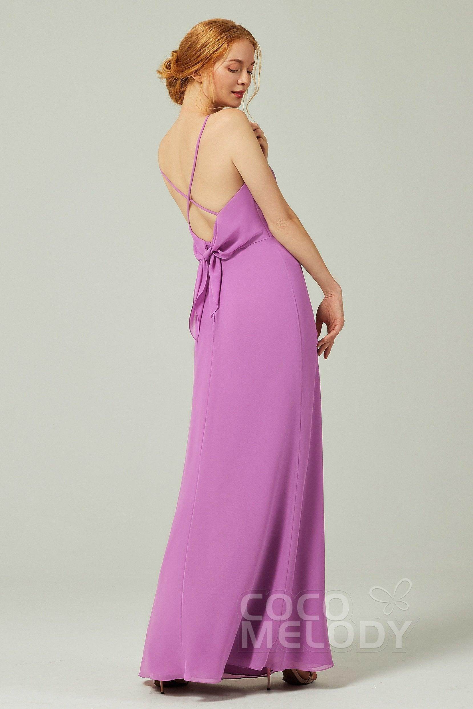 Sheath-Column Floor Length Chiffon Bridesmaid Dress CB0294 - COCOMELODY