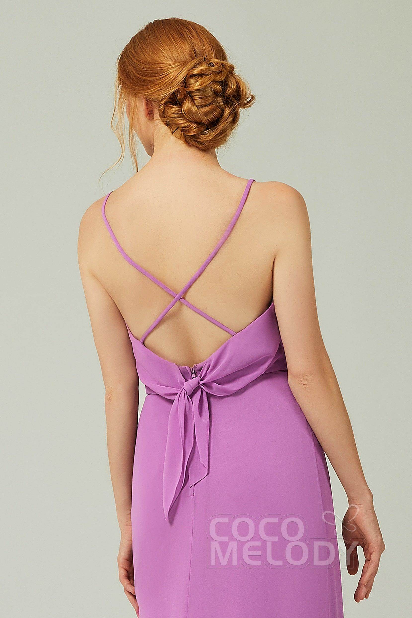 Sheath-Column Floor Length Chiffon Bridesmaid Dress CB0294 - COCOMELODY