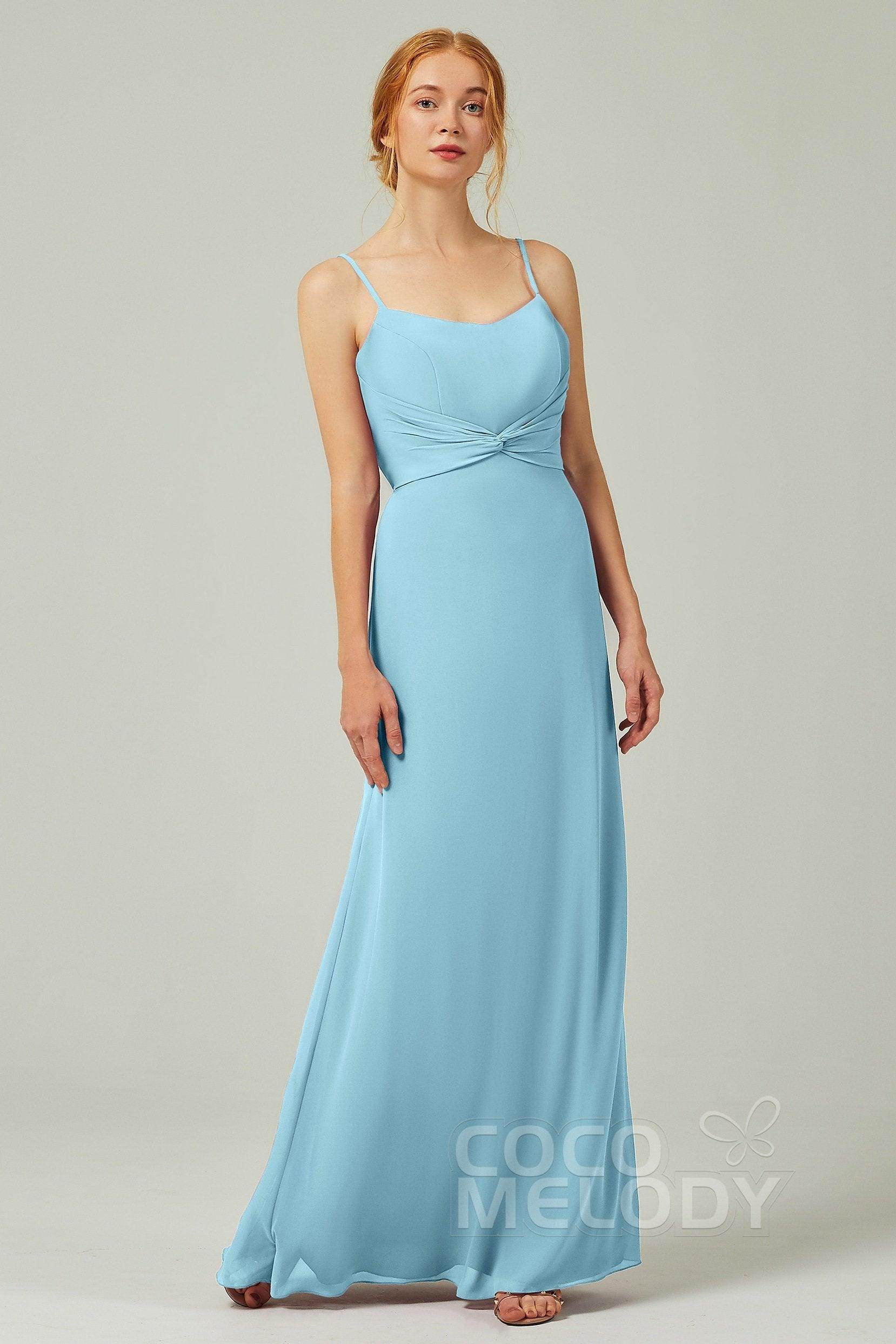 Sheath-Column Floor Length Chiffon Bridesmaid Dress CB0294 - COCOMELODY