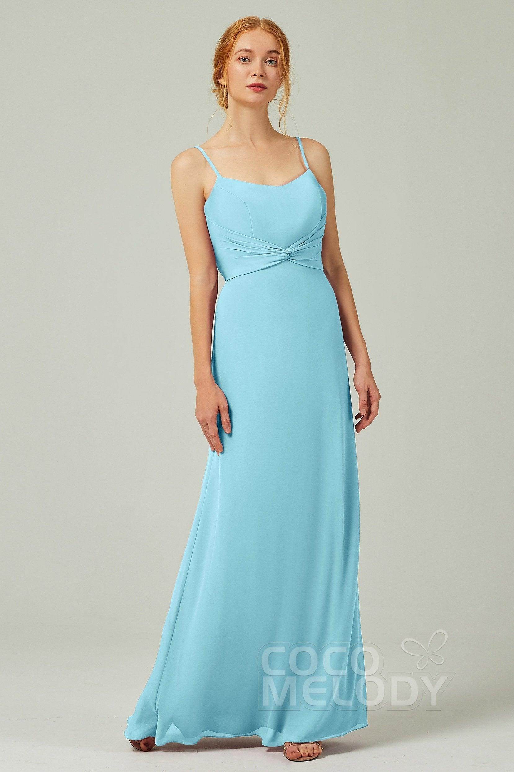 Sheath-Column Floor Length Chiffon Bridesmaid Dress CB0294 - COCOMELODY