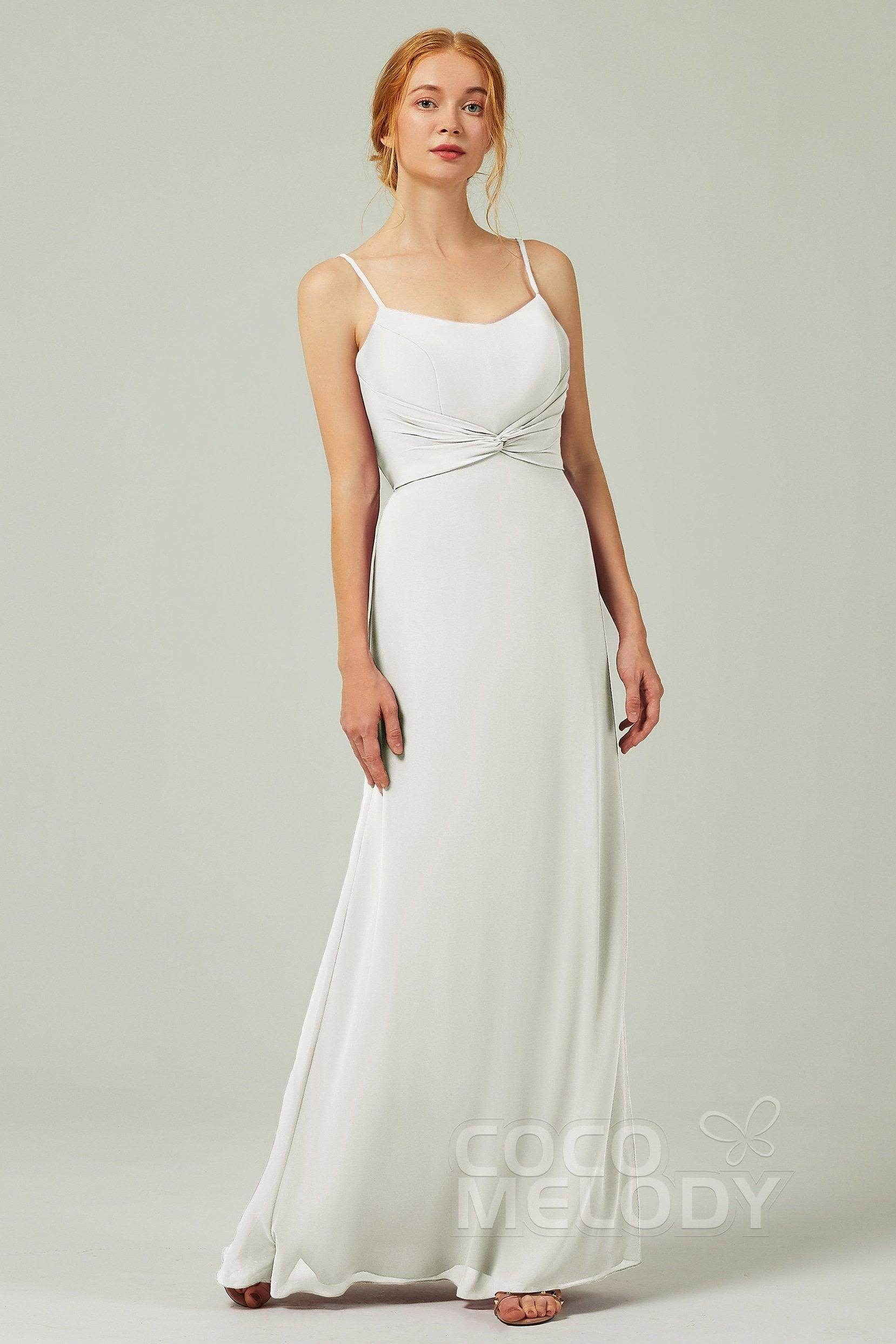 Sheath-Column Floor Length Chiffon Bridesmaid Dress CB0294 - COCOMELODY