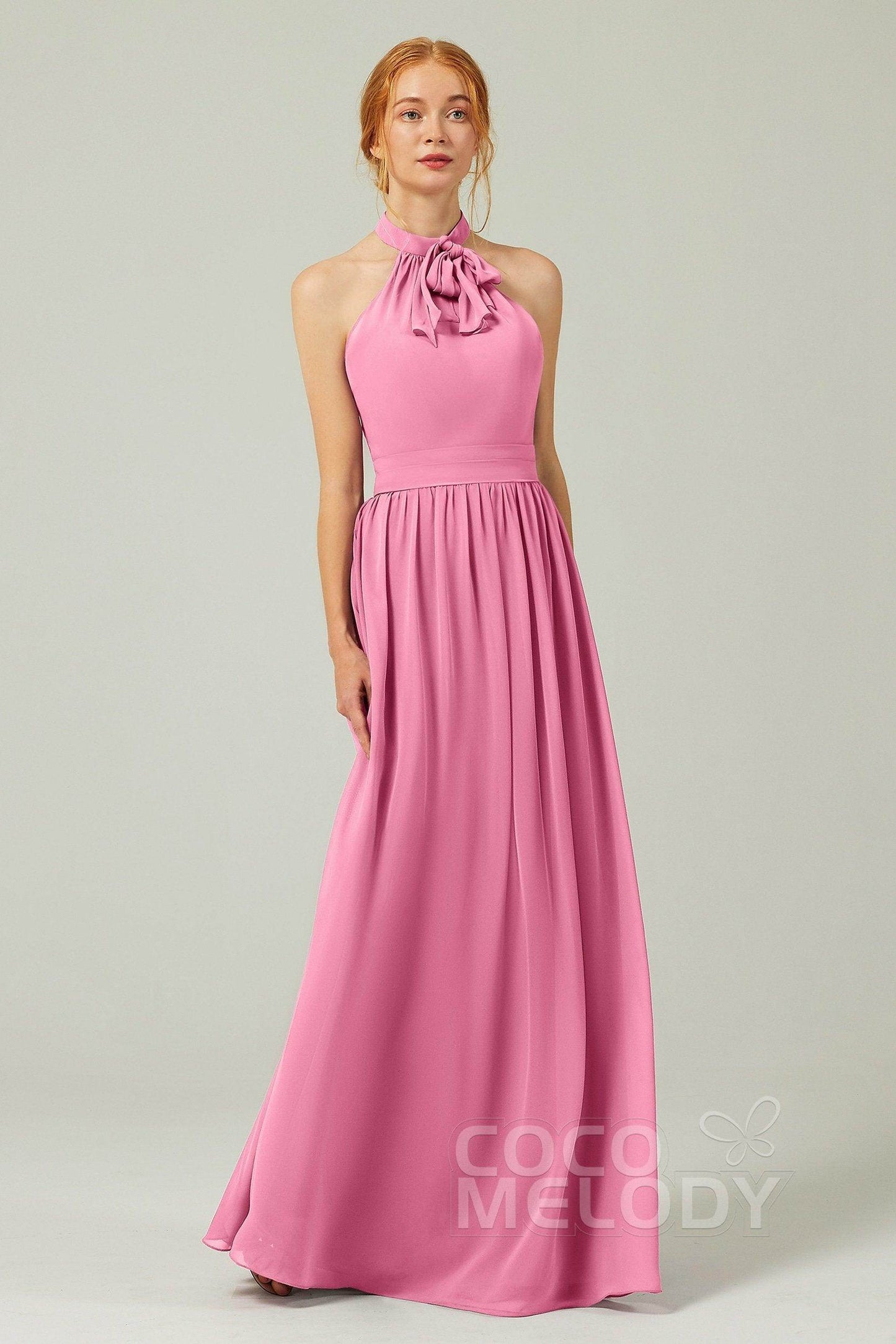 A-Line Floor Length Chiffon Bridesmaid Dress CB0295 - COCOMELODY