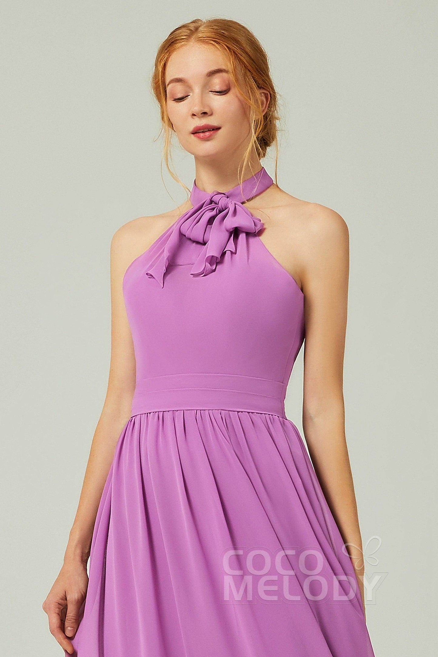 A-Line Floor Length Chiffon Bridesmaid Dress CB0295 - COCOMELODY