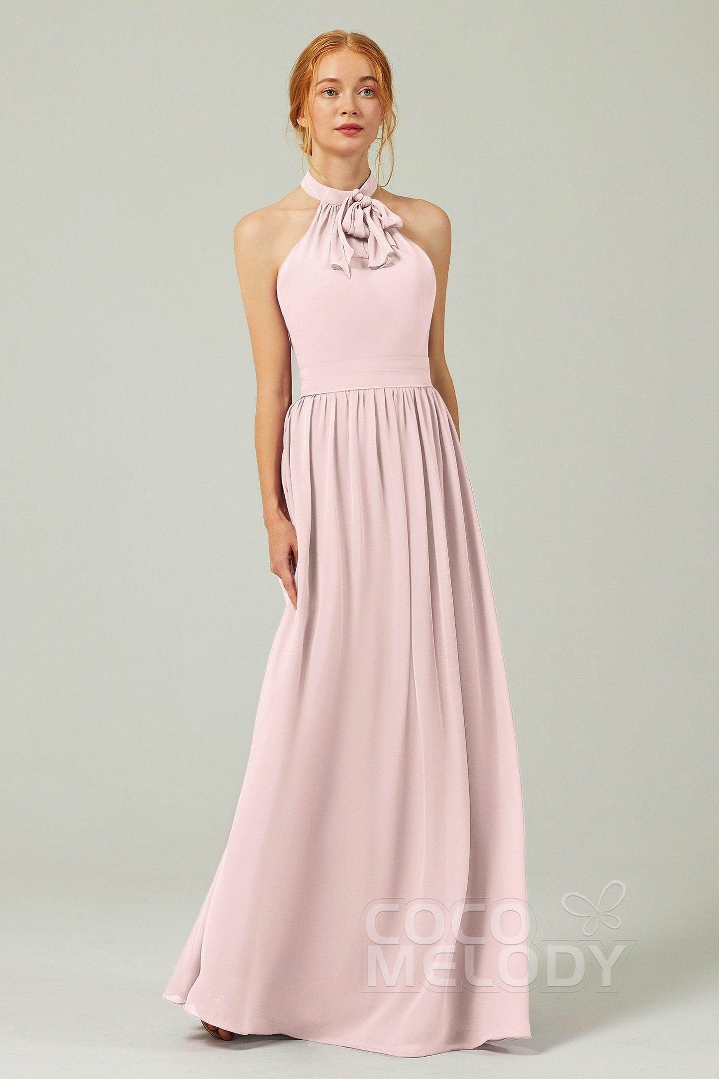 A-Line Floor Length Chiffon Bridesmaid Dress CB0295 - COCOMELODY