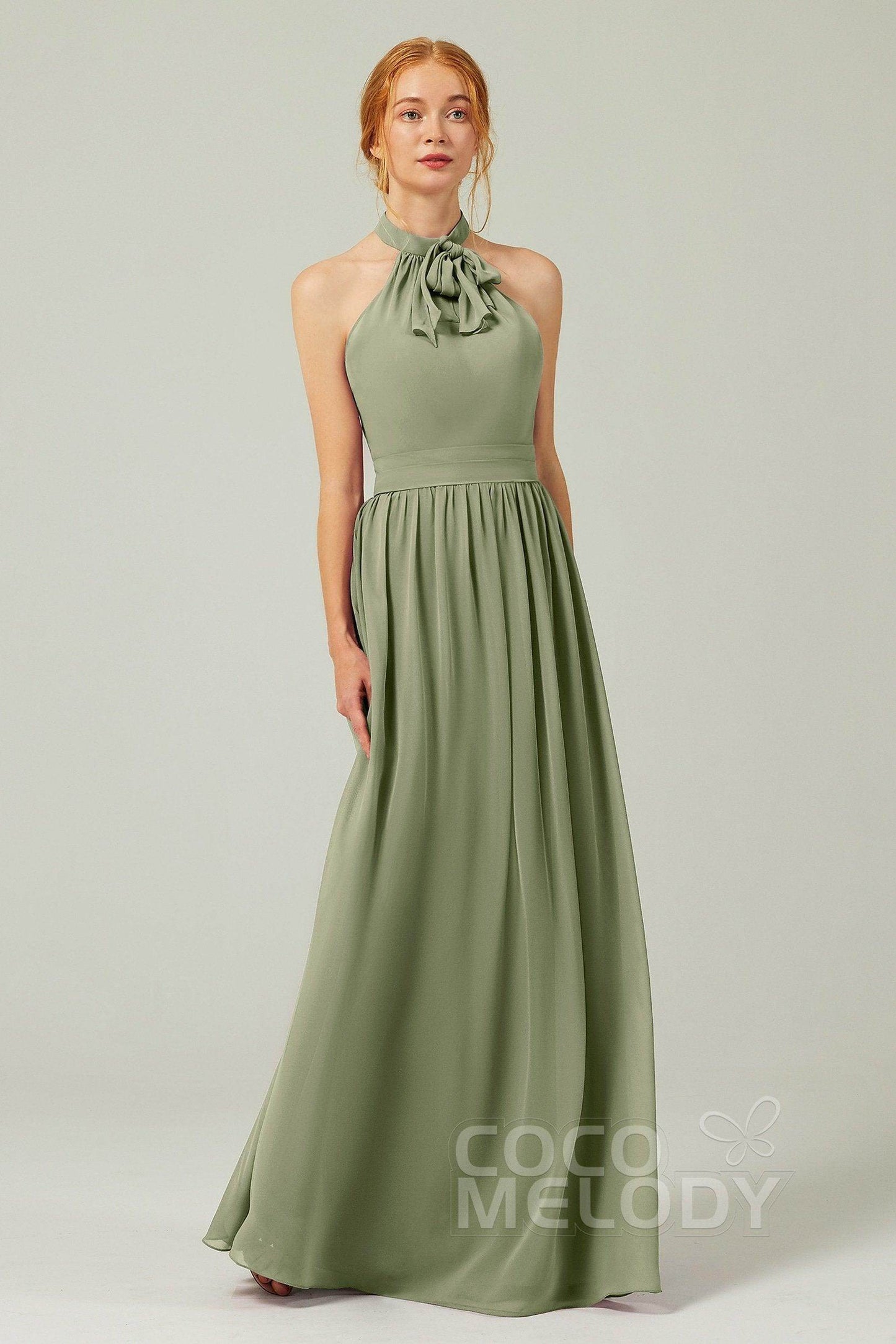 A-Line Floor Length Chiffon Bridesmaid Dress CB0295 - COCOMELODY