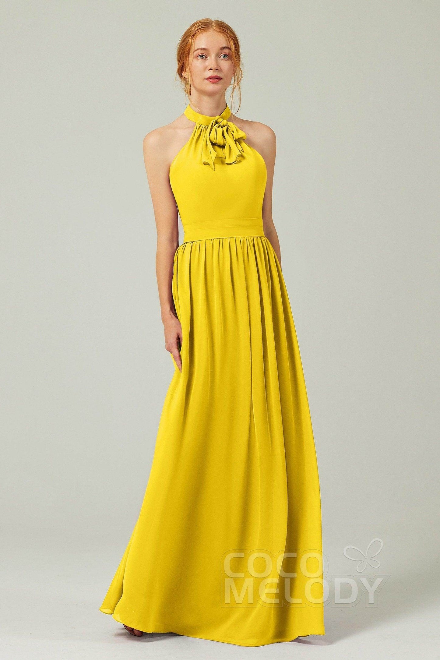 A-Line Floor Length Chiffon Bridesmaid Dress CB0295 - COCOMELODY