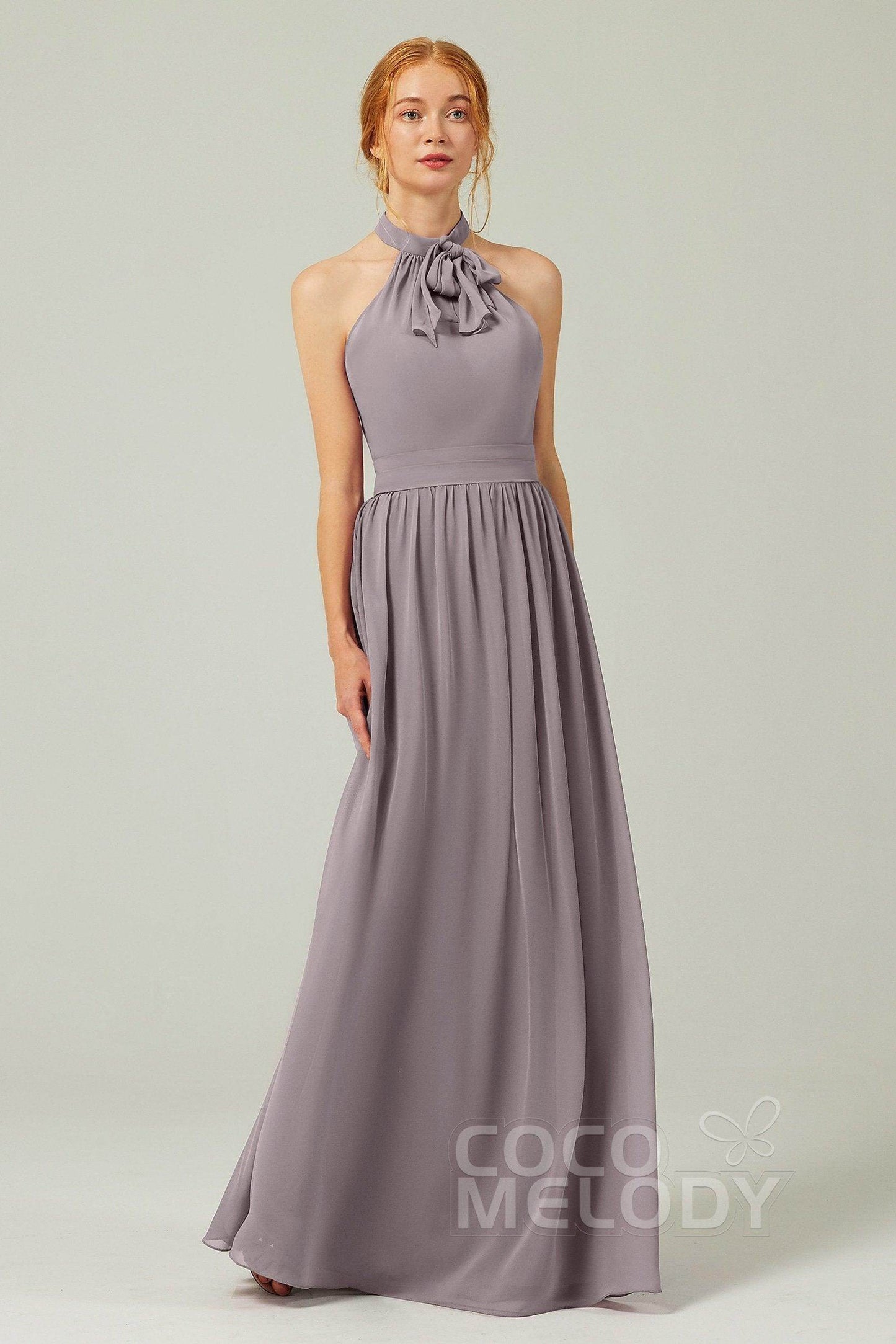 A-Line Floor Length Chiffon Bridesmaid Dress CB0295 - COCOMELODY