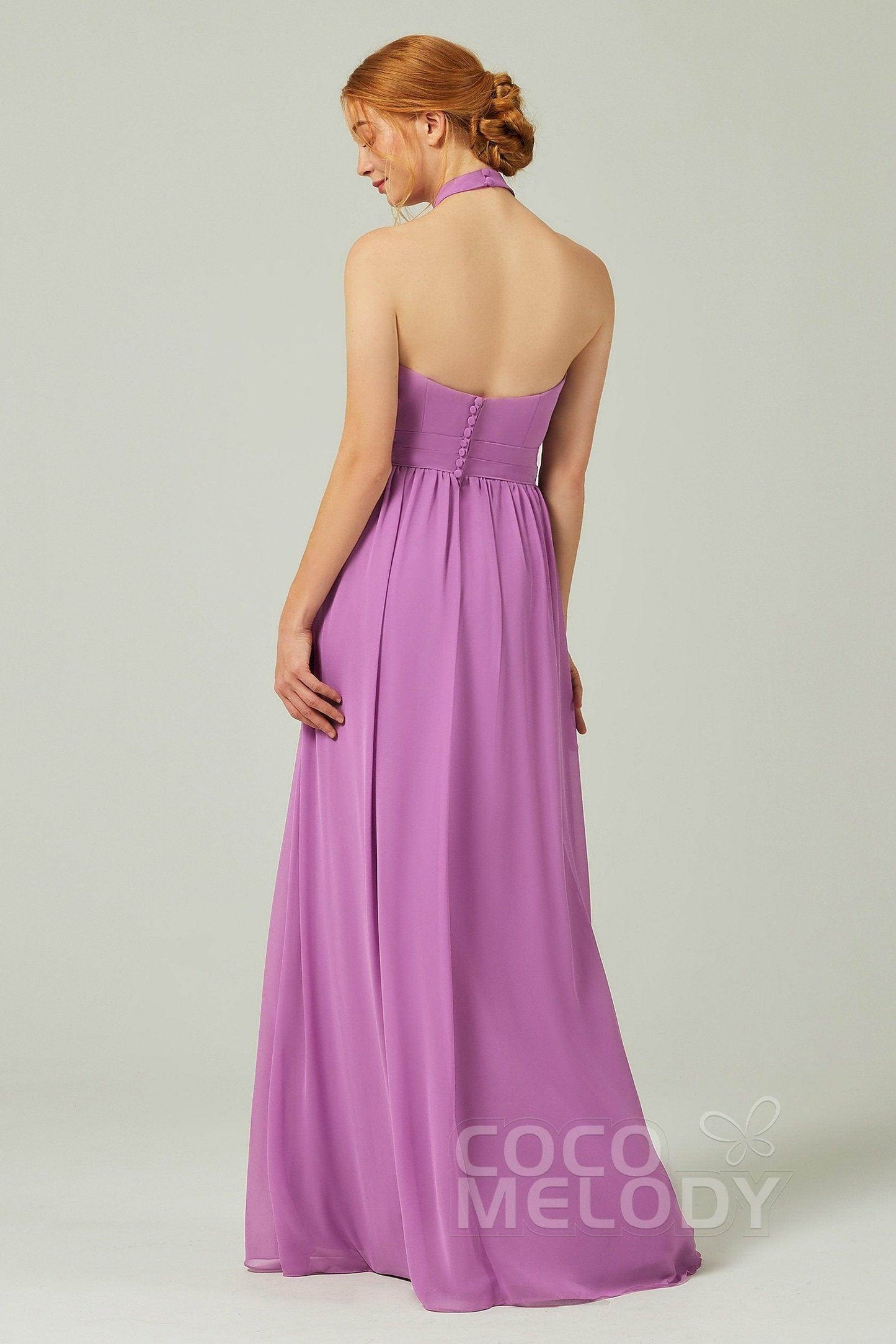A-Line Floor Length Chiffon Bridesmaid Dress CB0295 - COCOMELODY