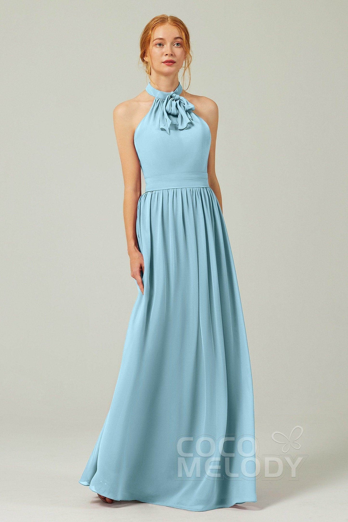 A-Line Floor Length Chiffon Bridesmaid Dress CB0295 - COCOMELODY