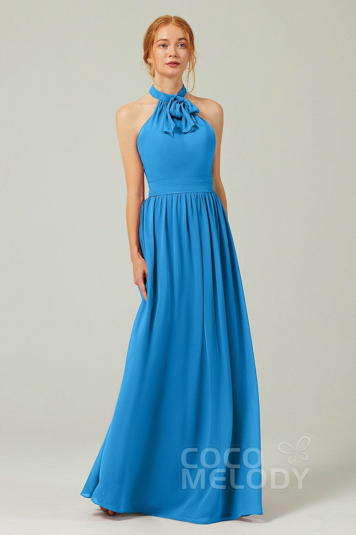 A-Line Floor Length Chiffon Bridesmaid Dress CB0295 - COCOMELODY