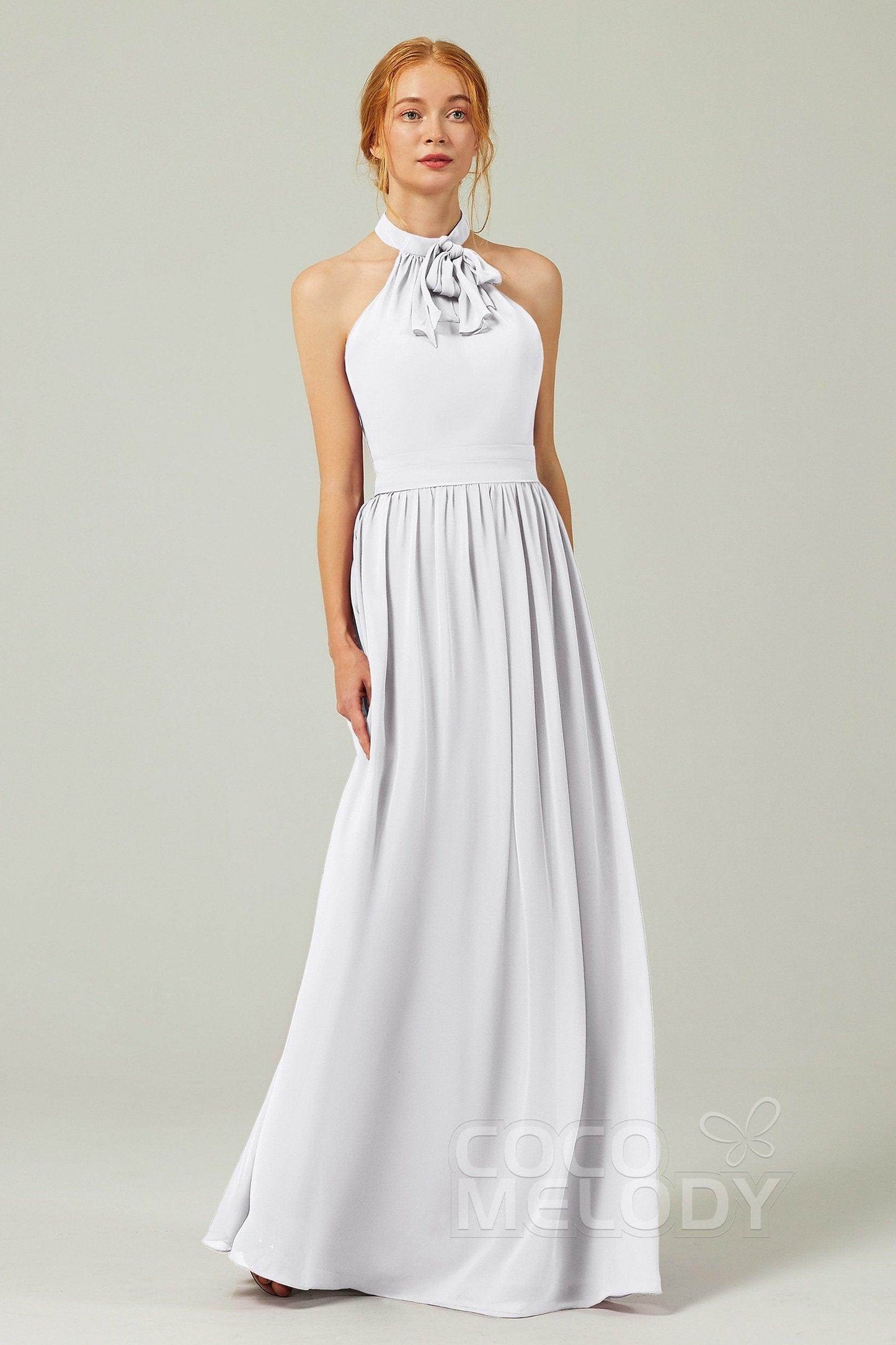 A-Line Floor Length Chiffon Bridesmaid Dress CB0295 - COCOMELODY