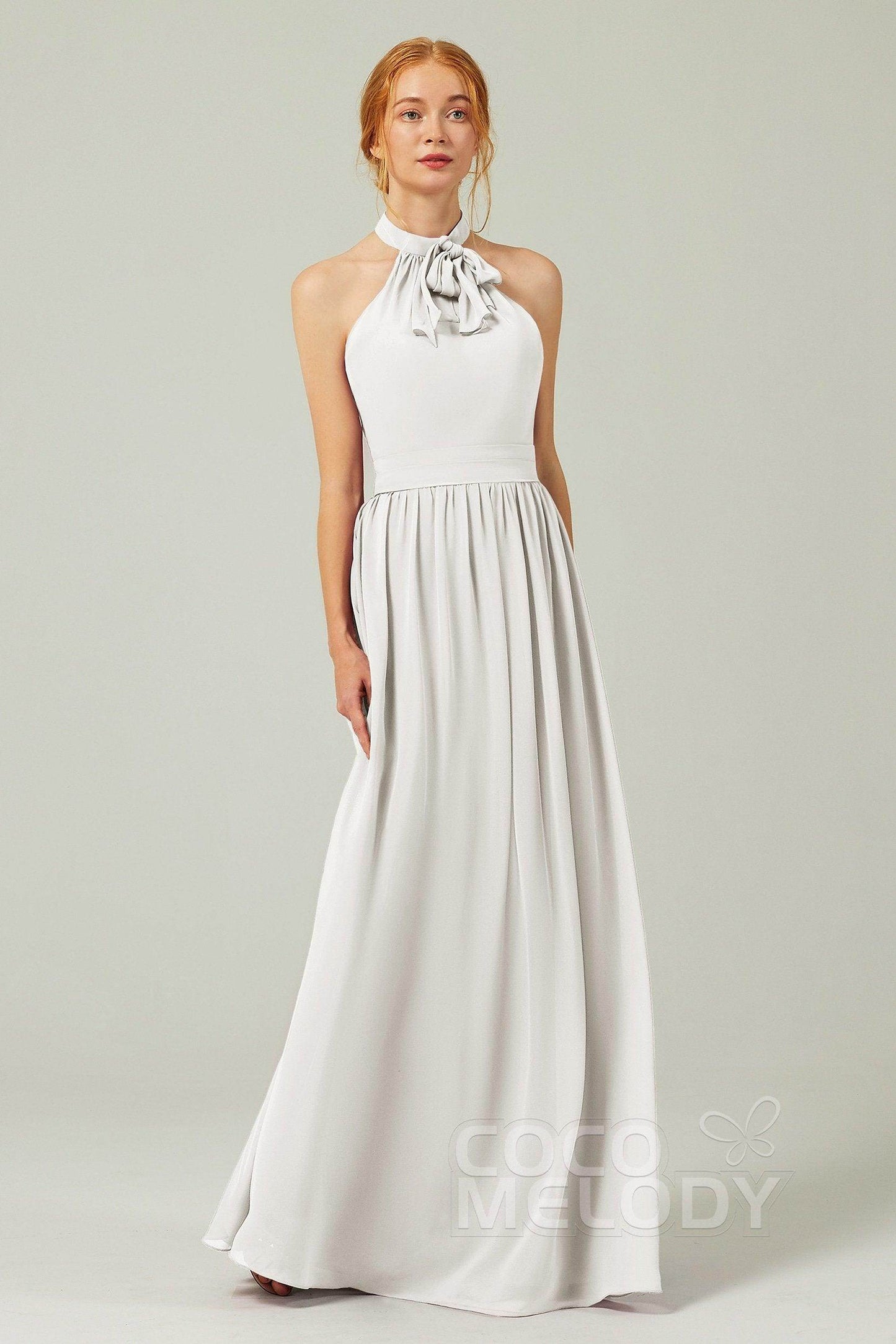 A-Line Floor Length Chiffon Bridesmaid Dress CB0295 - COCOMELODY