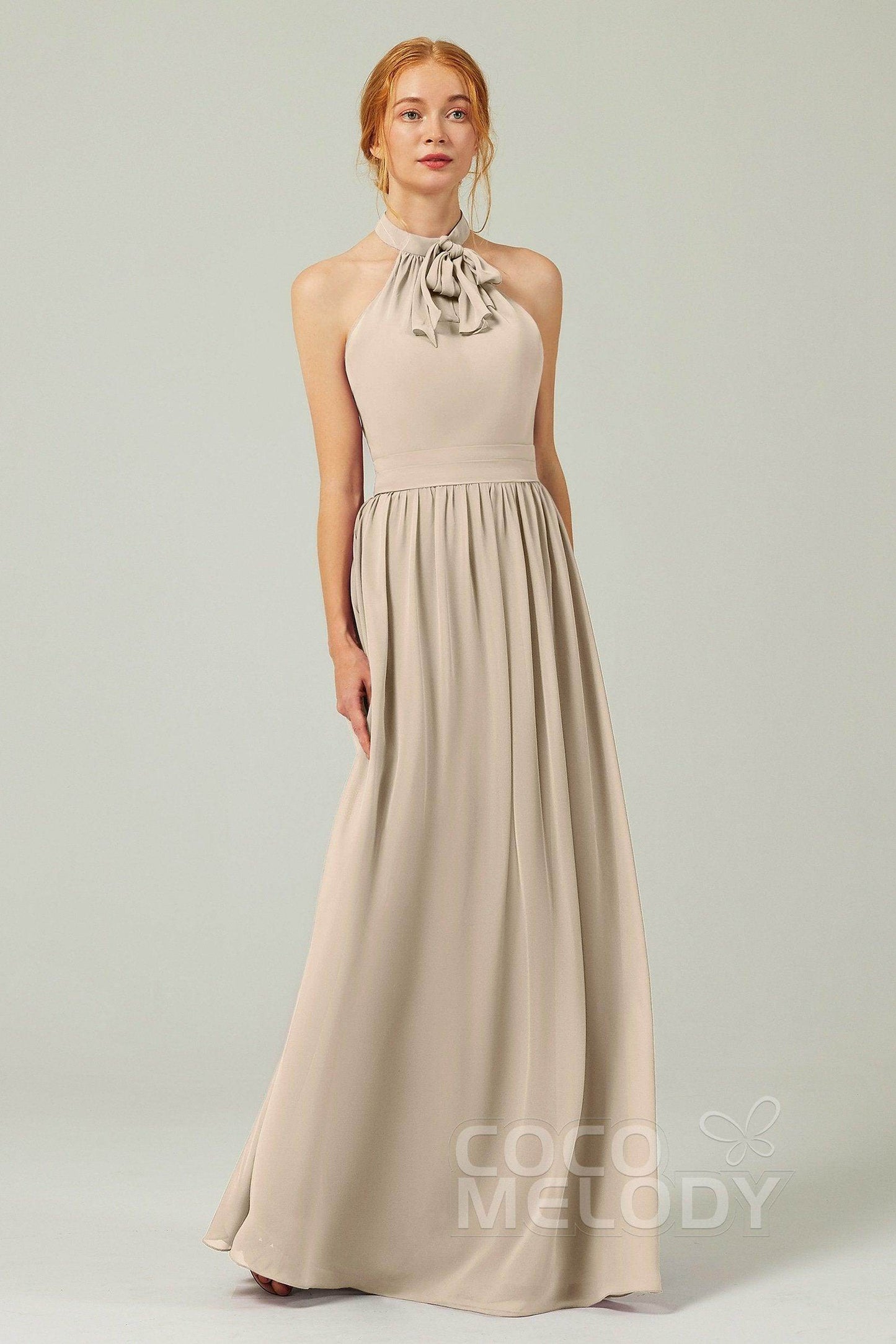A-Line Floor Length Chiffon Bridesmaid Dress CB0295 - COCOMELODY