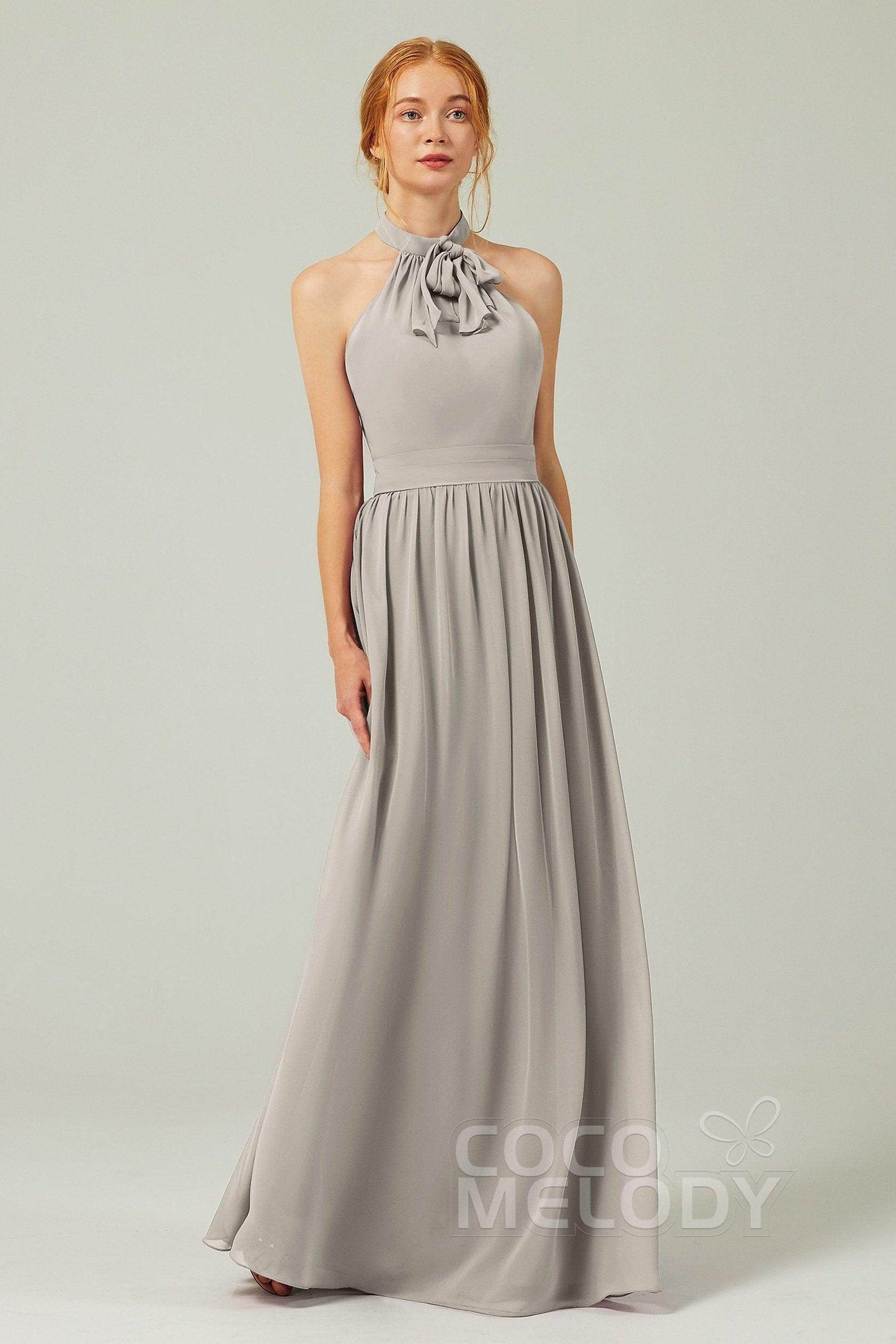 A-Line Floor Length Chiffon Bridesmaid Dress CB0295 - COCOMELODY