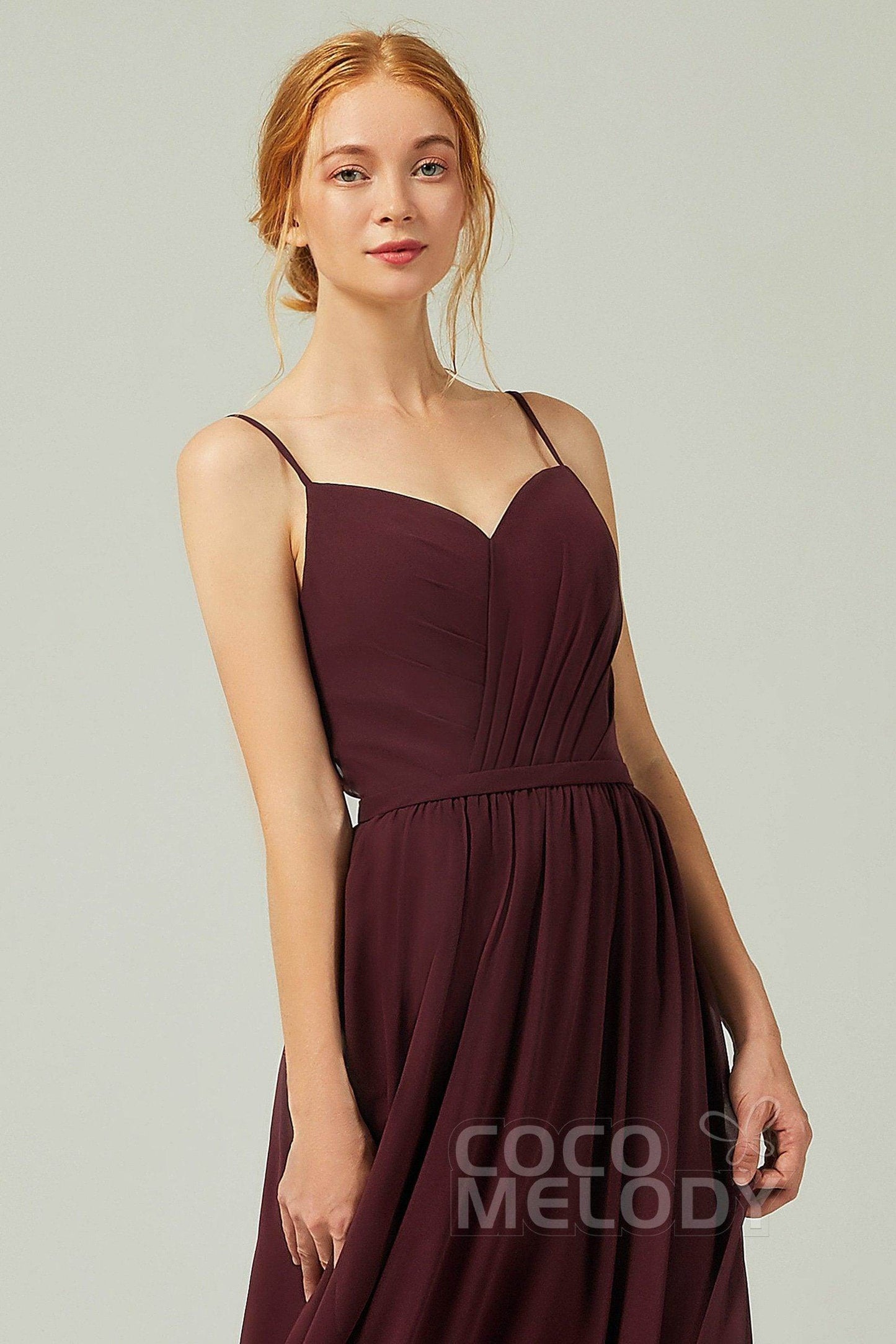 A-Line Floor Length Chiffon Bridesmaid Dress CB0296 - COCOMELODY