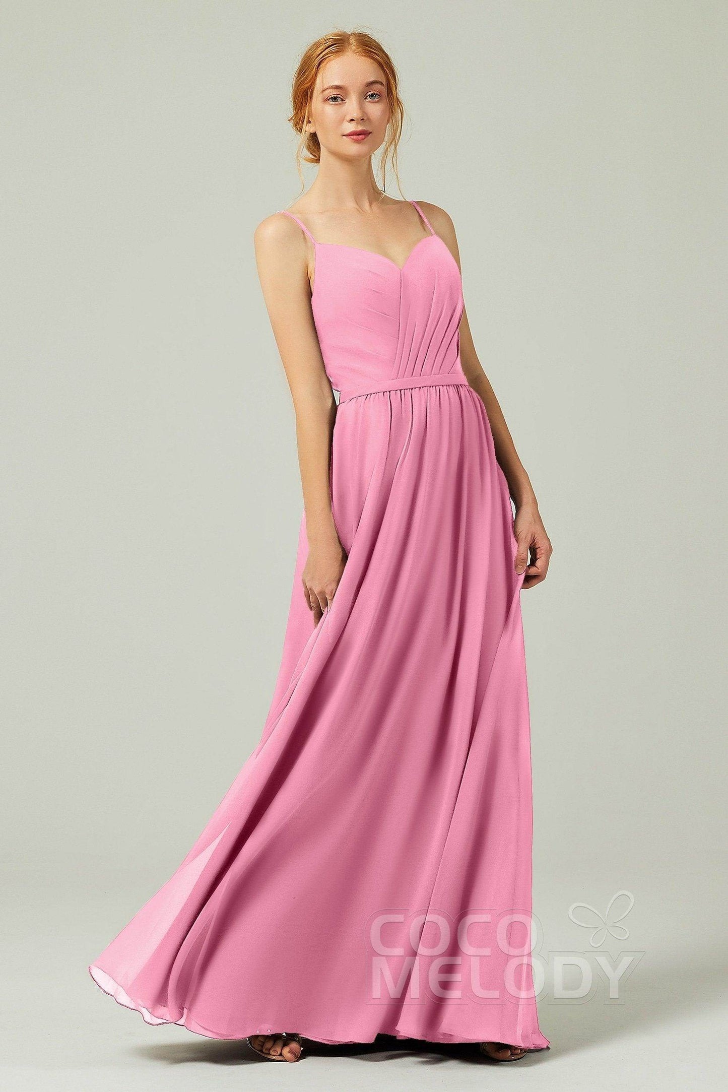 A-Line Floor Length Chiffon Bridesmaid Dress CB0296 - COCOMELODY