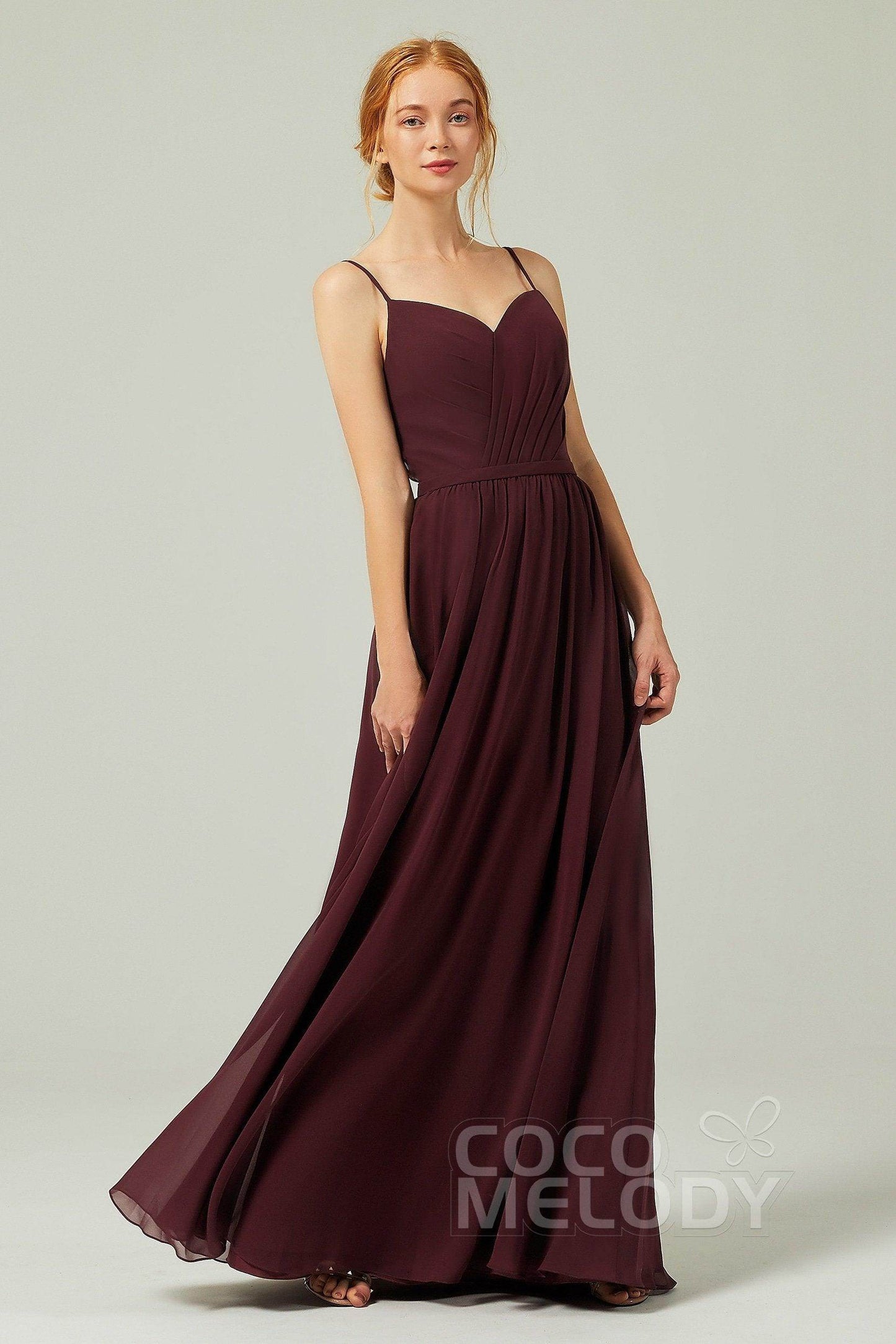 A-Line Floor Length Chiffon Bridesmaid Dress CB0296 - COCOMELODY