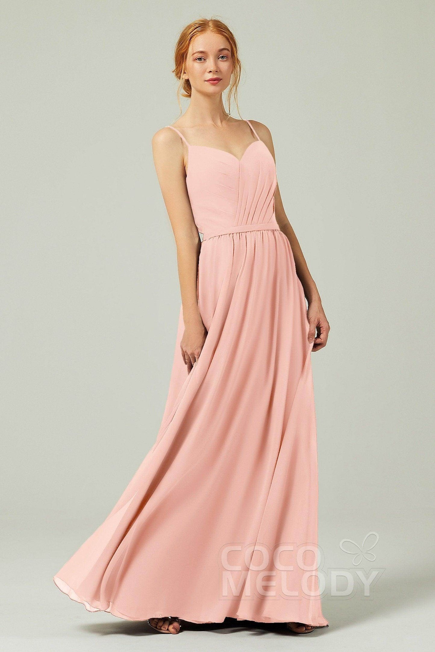 A-Line Floor Length Chiffon Bridesmaid Dress CB0296 - COCOMELODY