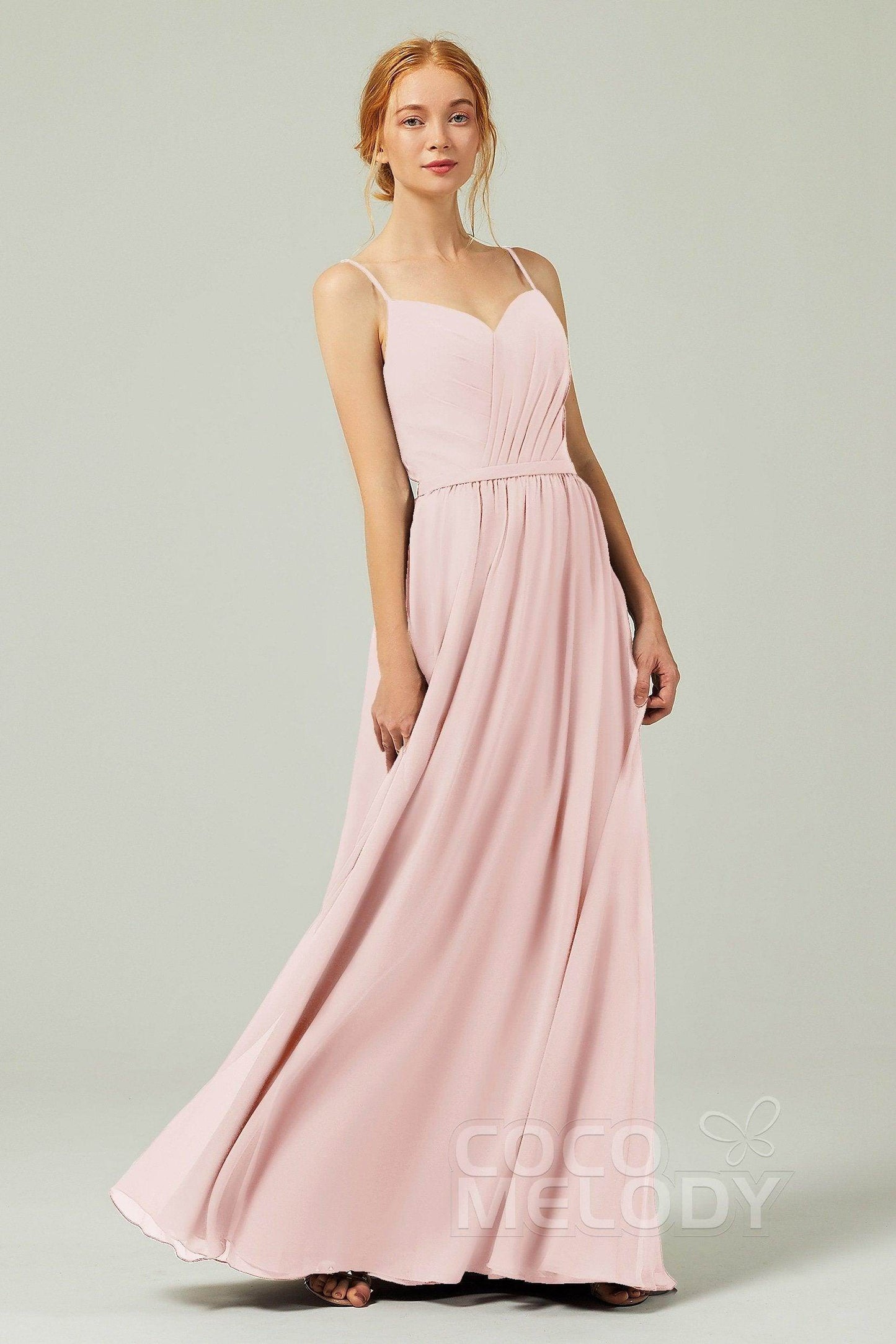 A-Line Floor Length Chiffon Bridesmaid Dress CB0296 - COCOMELODY