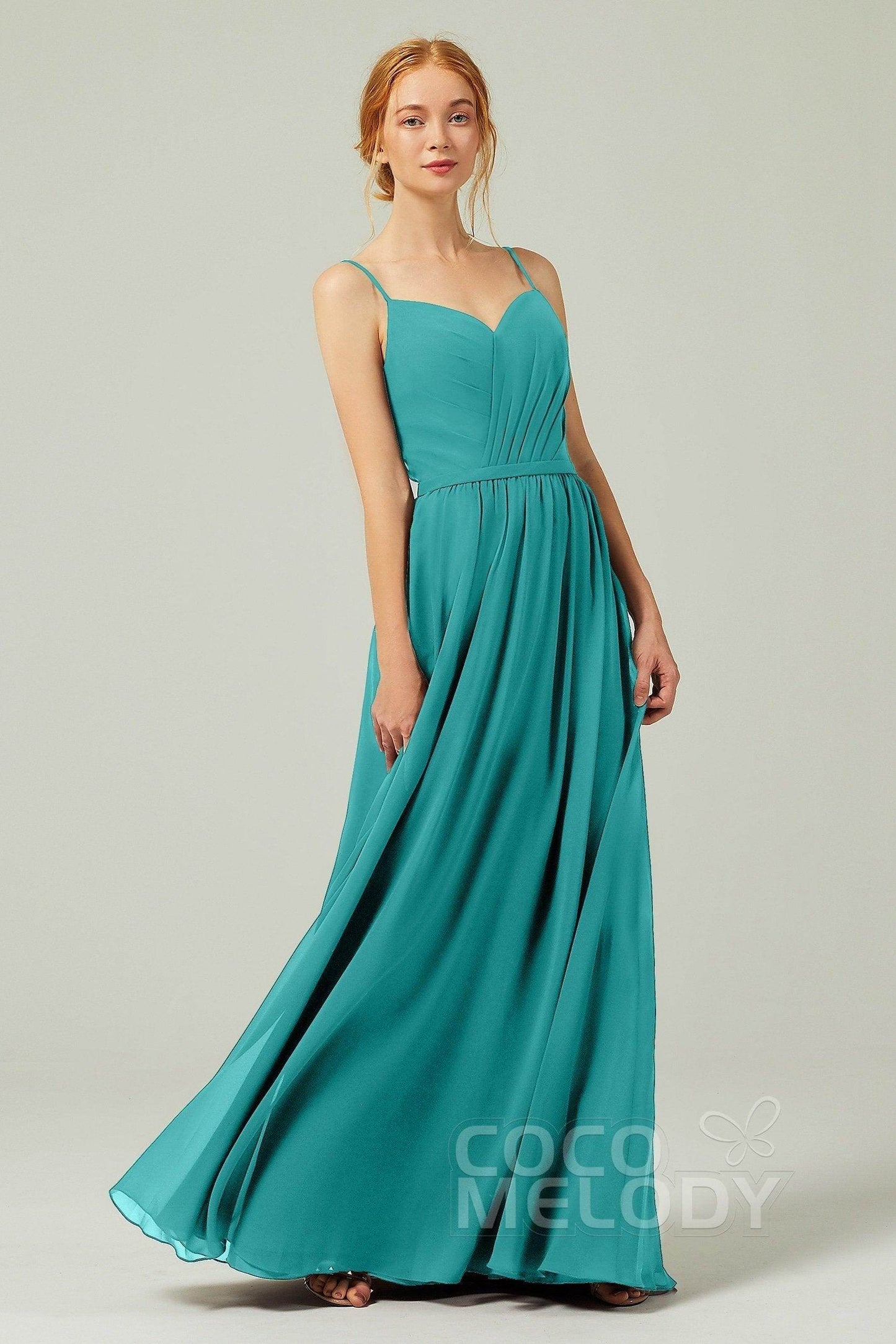 A-Line Floor Length Chiffon Bridesmaid Dress CB0296 - COCOMELODY