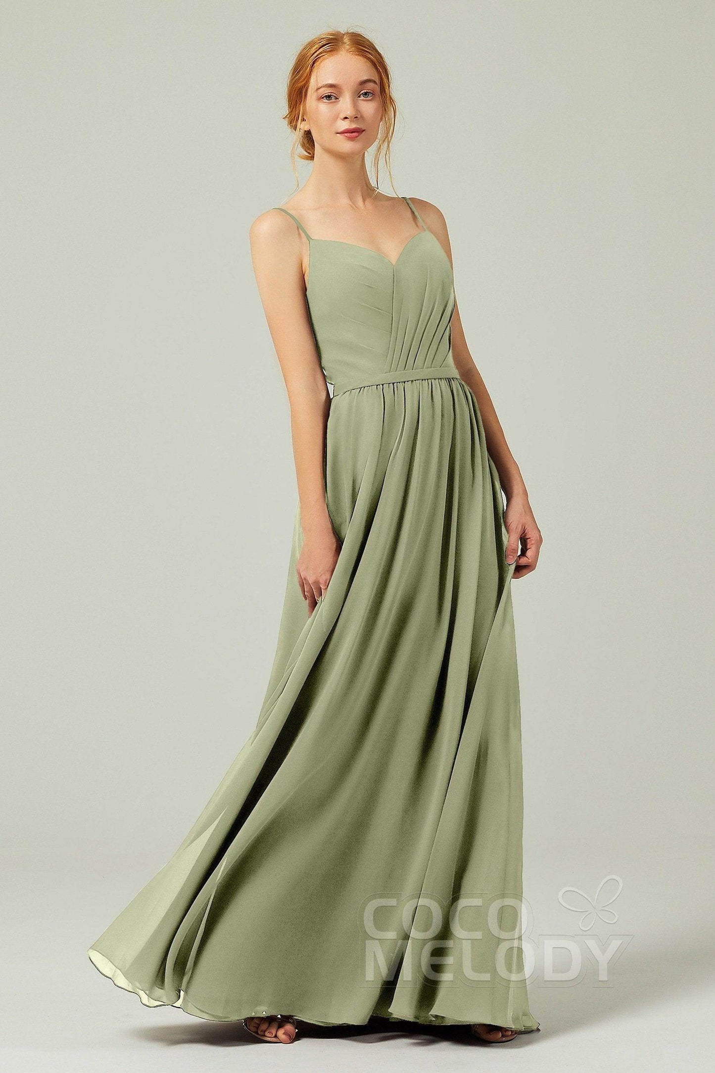 A-Line Floor Length Chiffon Bridesmaid Dress CB0296 - COCOMELODY