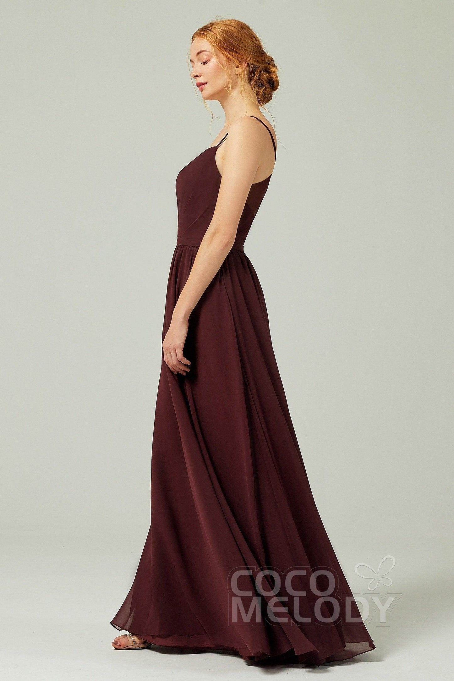 A-Line Floor Length Chiffon Bridesmaid Dress CB0296 - COCOMELODY