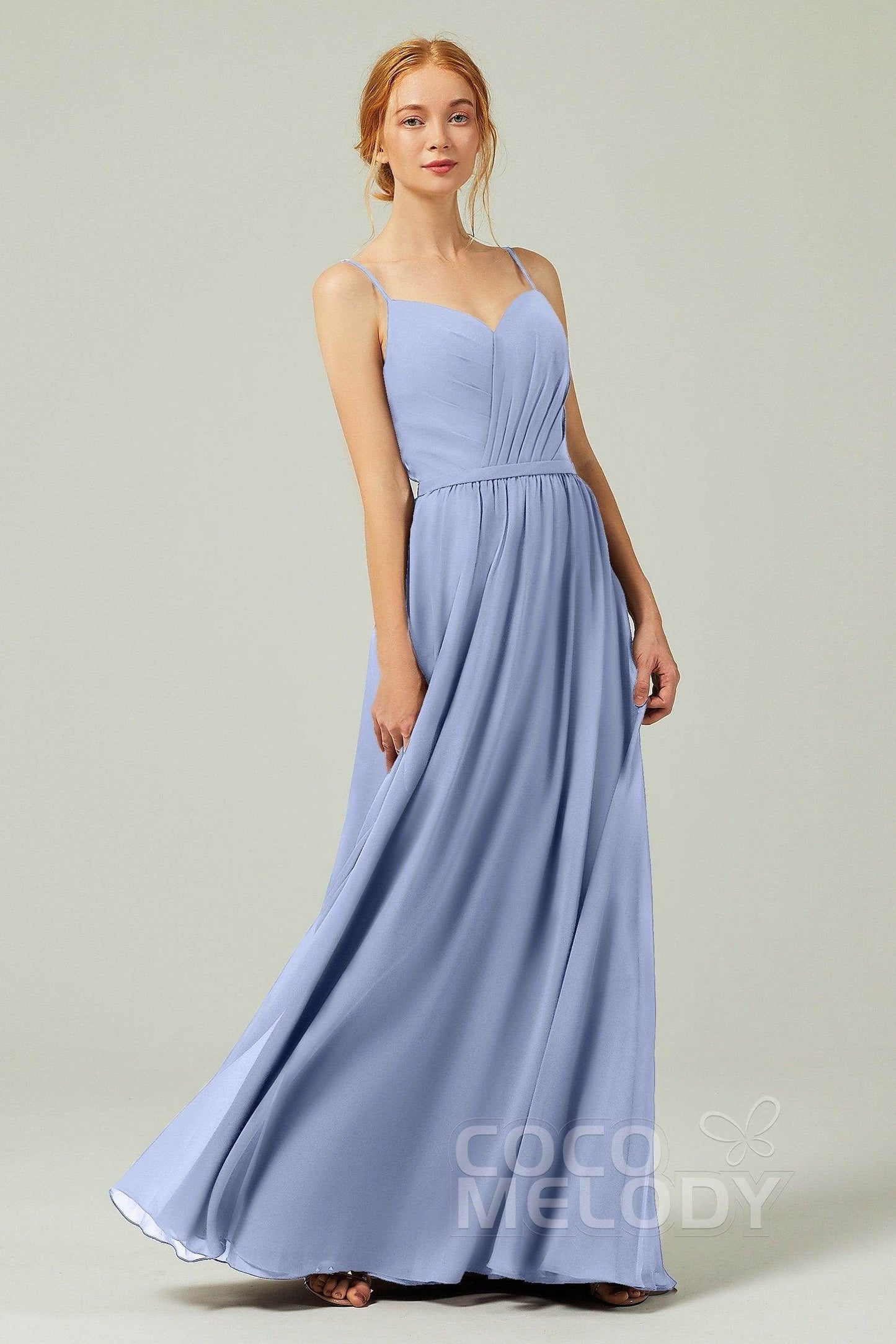 A-Line Floor Length Chiffon Bridesmaid Dress CB0296 - COCOMELODY