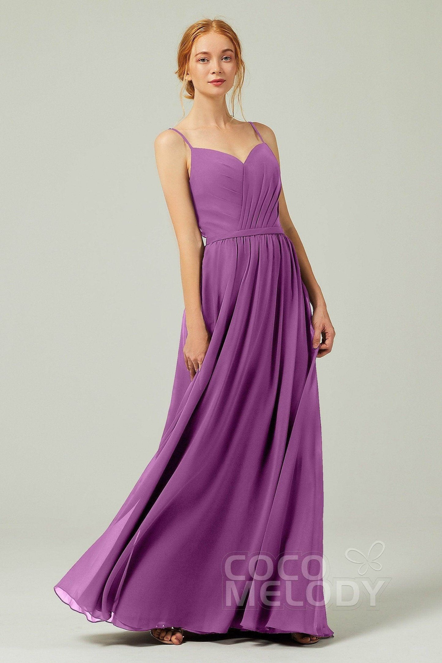 A-Line Floor Length Chiffon Bridesmaid Dress CB0296 - COCOMELODY