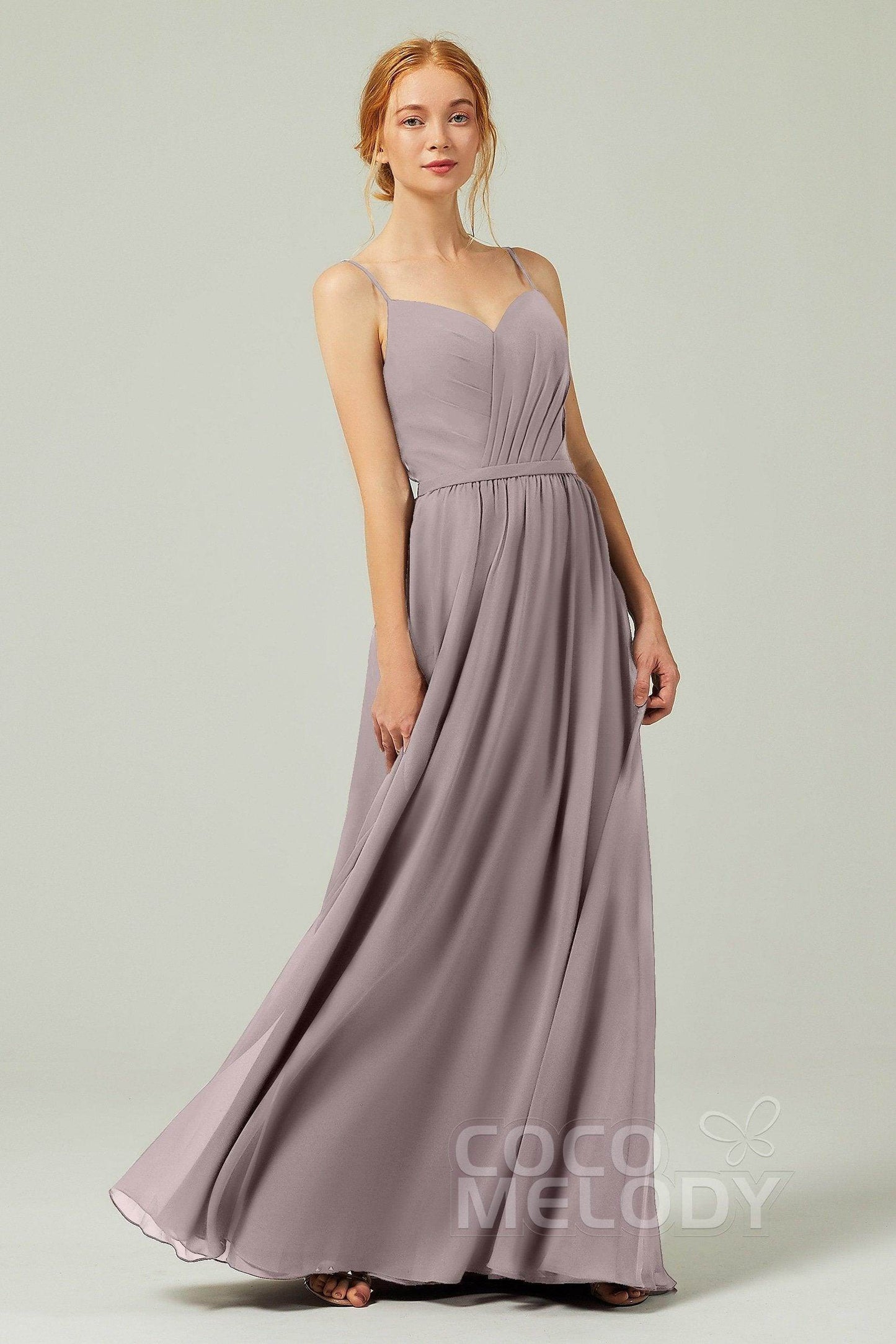 A-Line Floor Length Chiffon Bridesmaid Dress CB0296 - COCOMELODY