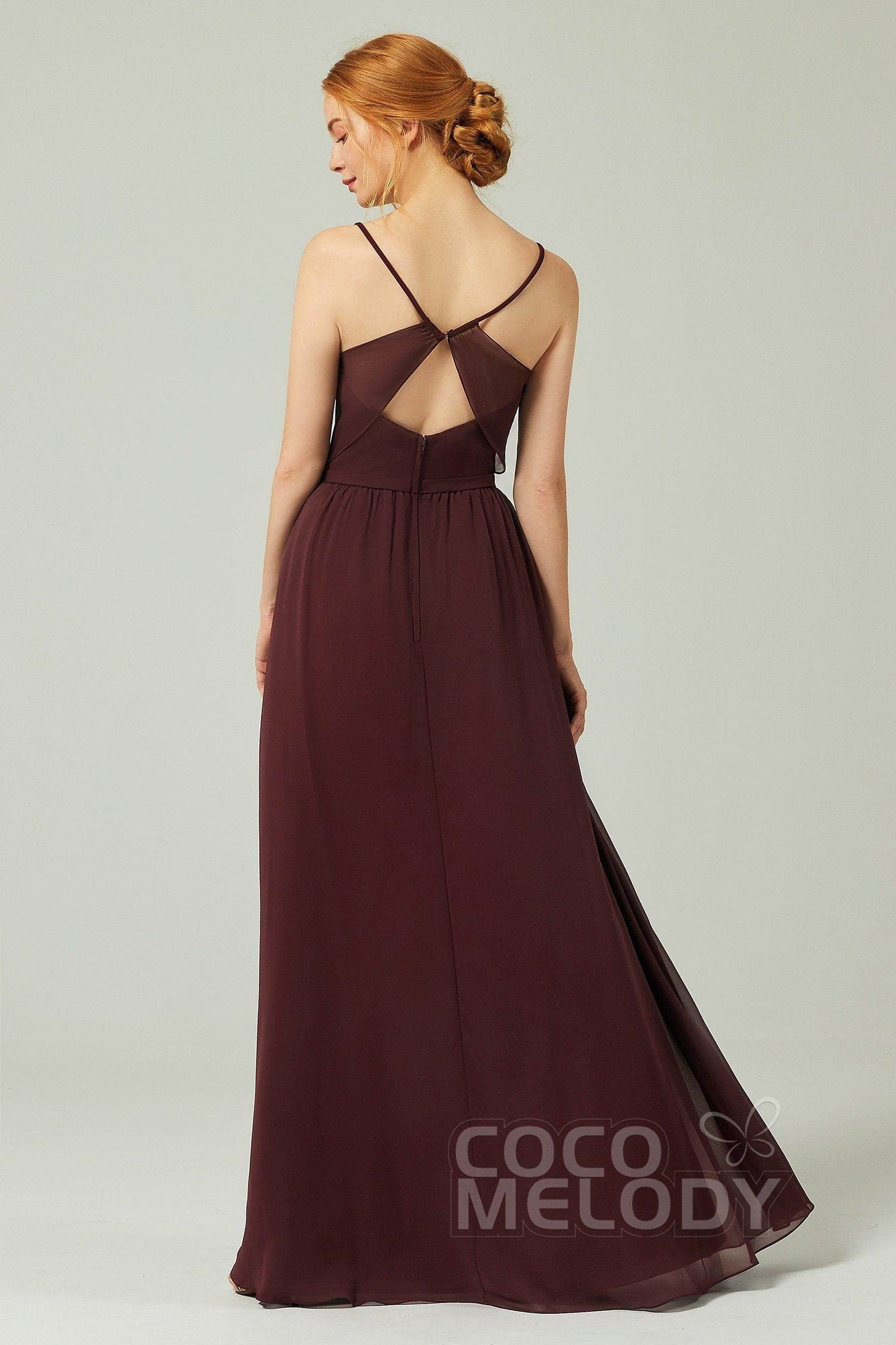 A-Line Floor Length Chiffon Bridesmaid Dress CB0296 - COCOMELODY